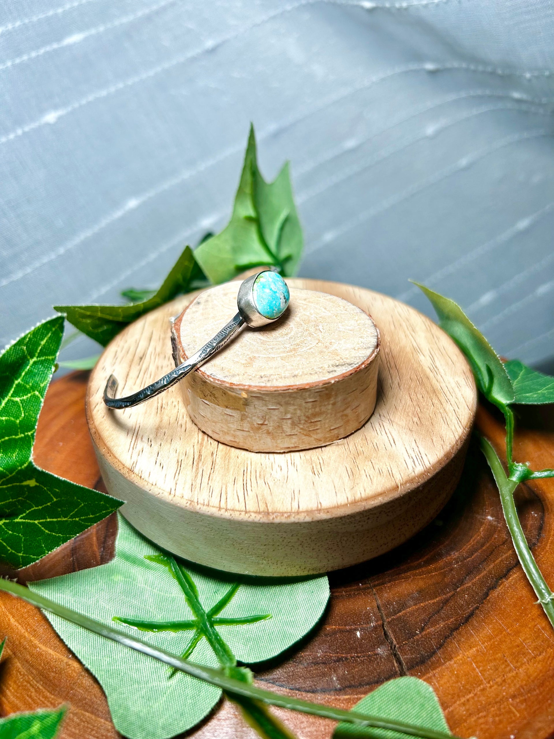 Navajo Made Sonoran Mountain Turquoise & Sterling Silver Cuff Bracelet