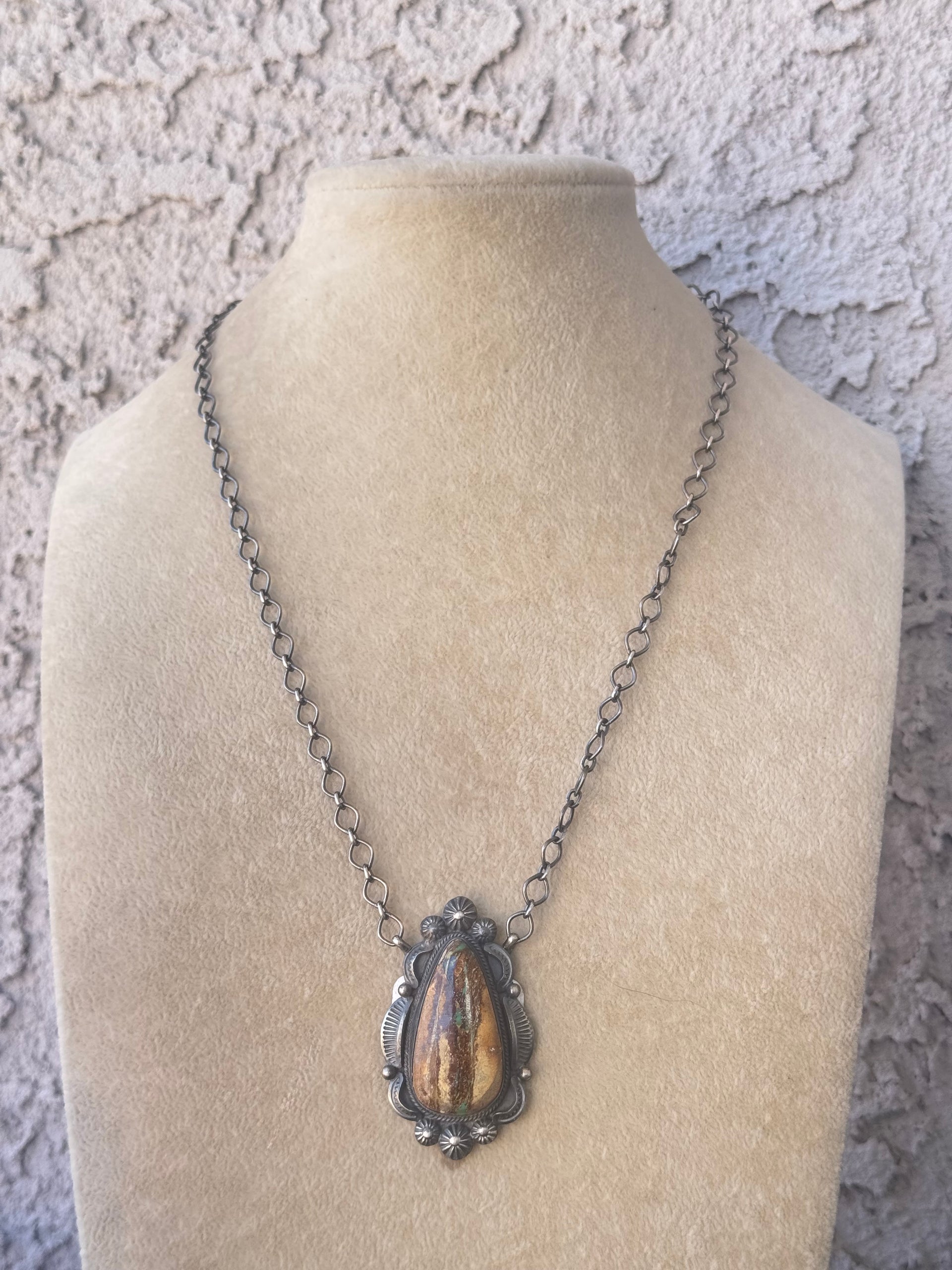 Bennie Ramone Boulder Turquoise & Sterling Silver Necklace