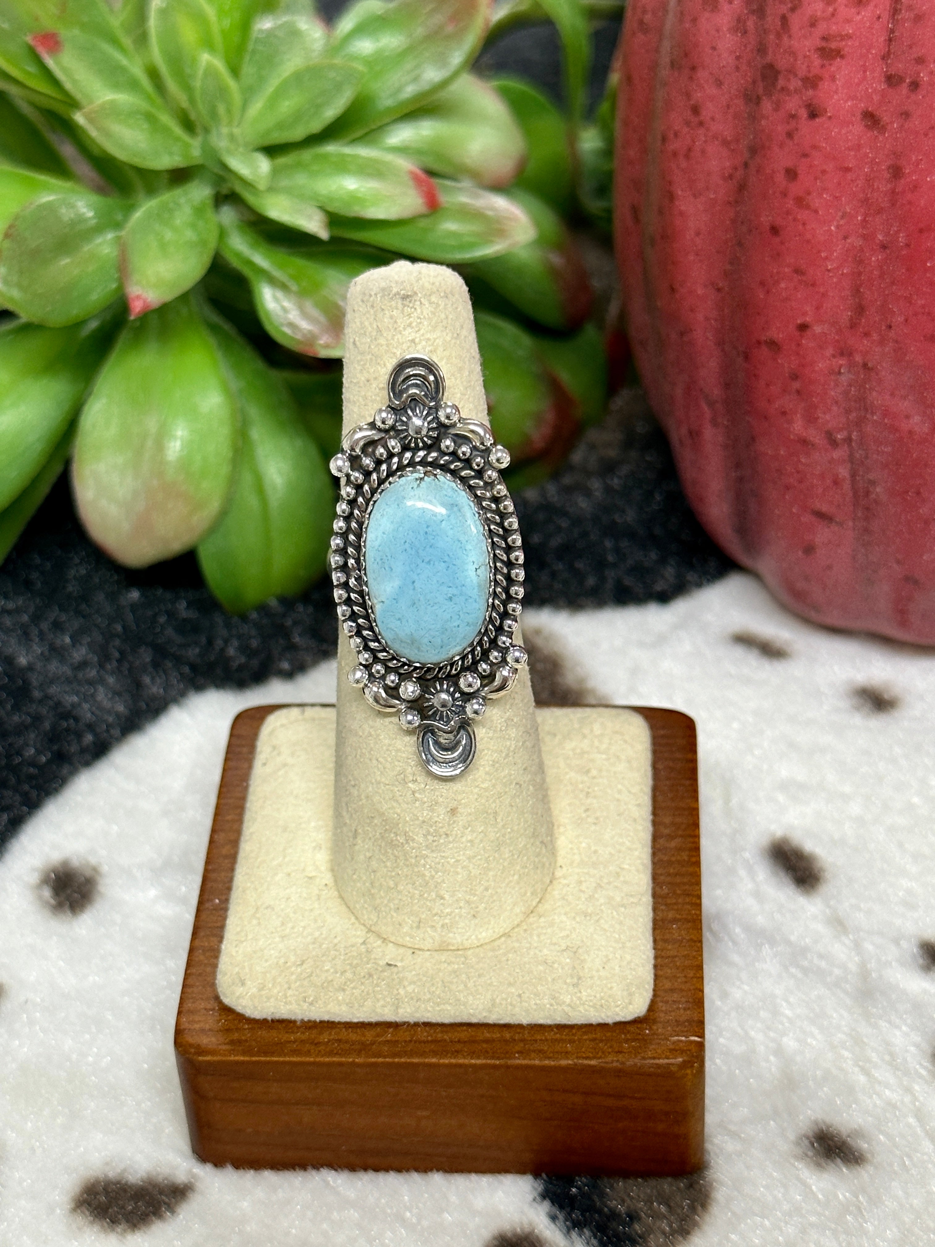 Southwest Handmade Golden Hill’s Turquoise & Sterling Silver Ring Size 5.75