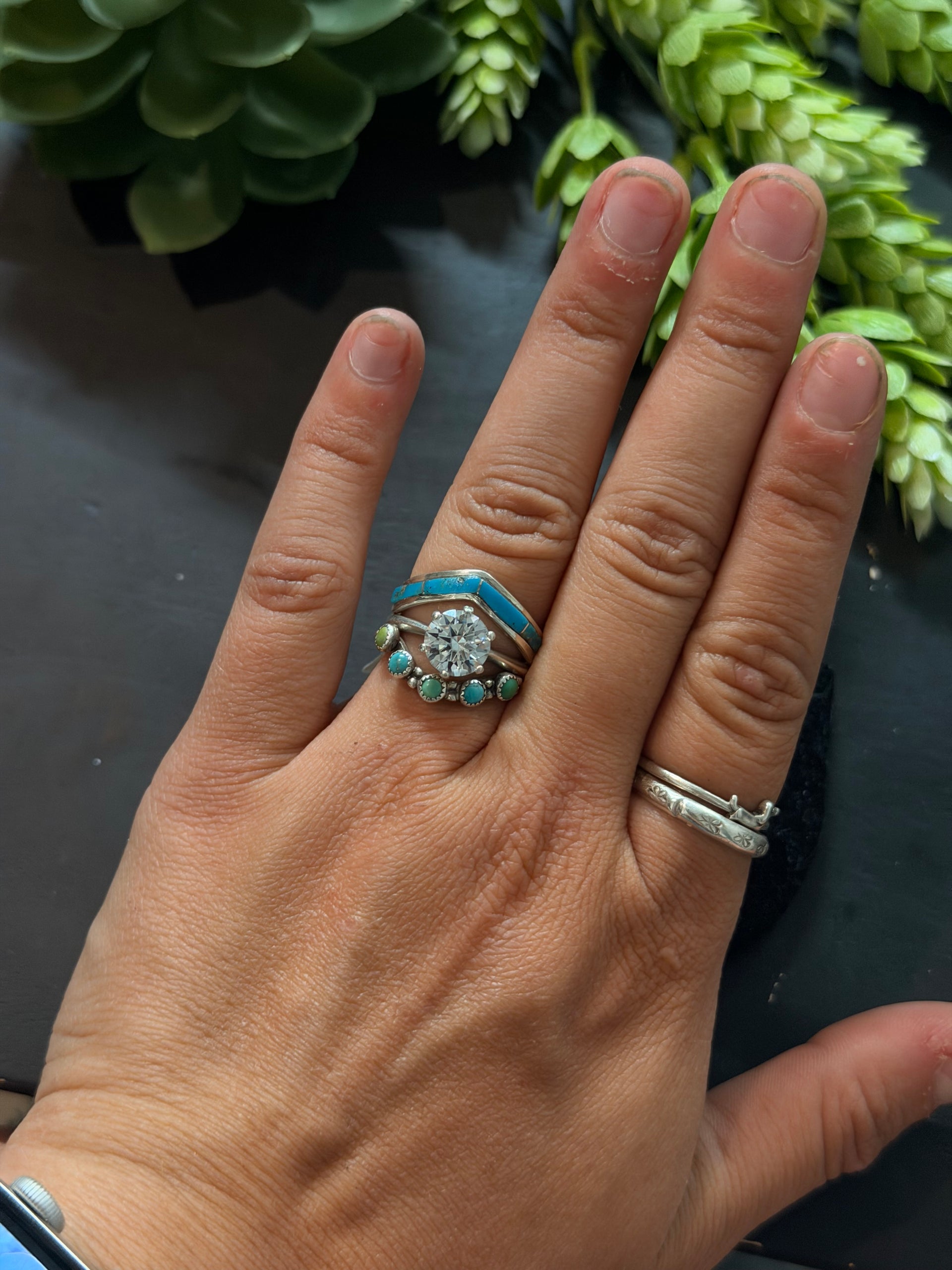 Jamie Johnson Kingman Turquoise & Sterling Silver Inlay Ring