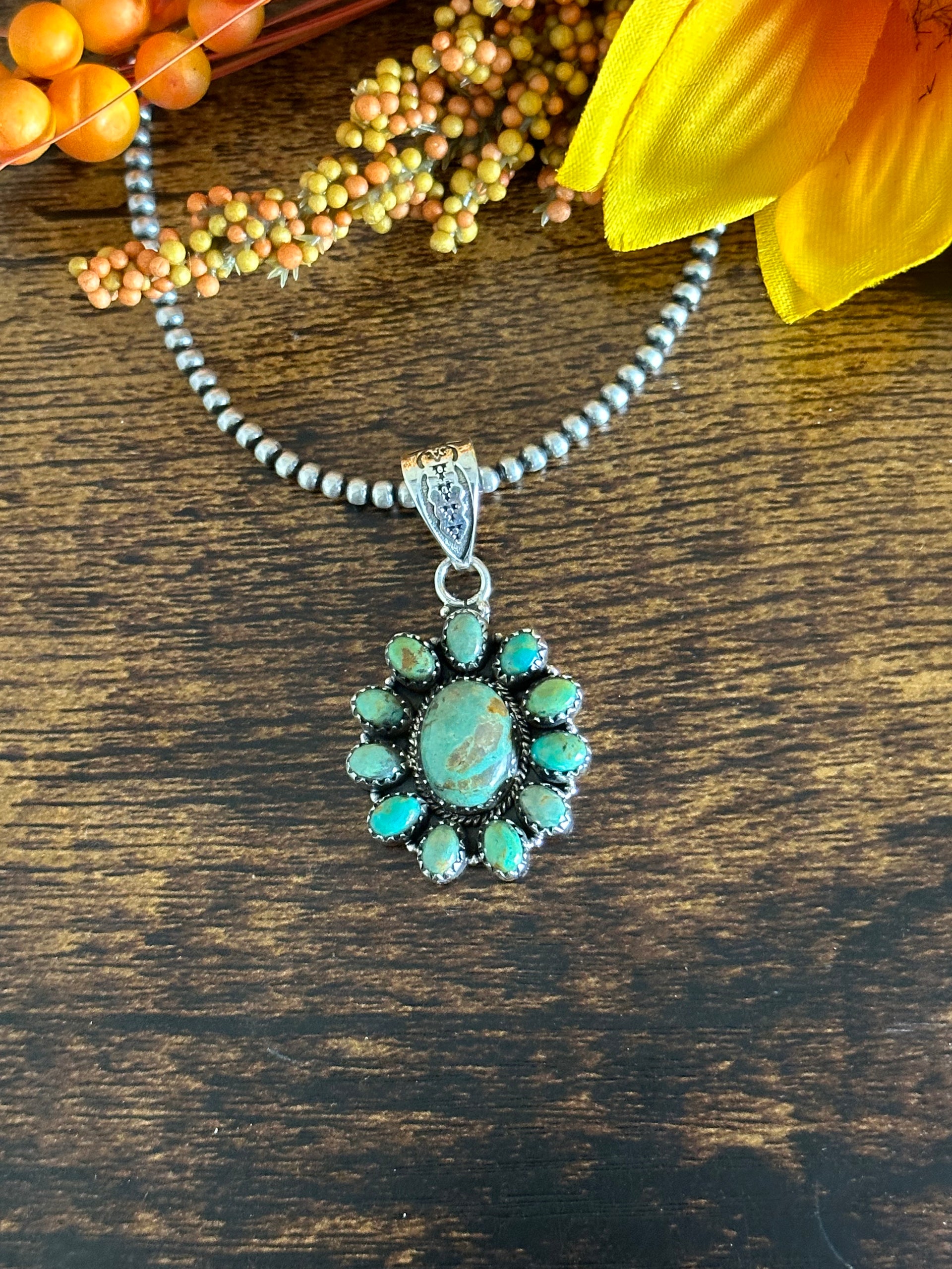 Southwest Handmade Kingman Turquoise & Sterling Silver Pendant