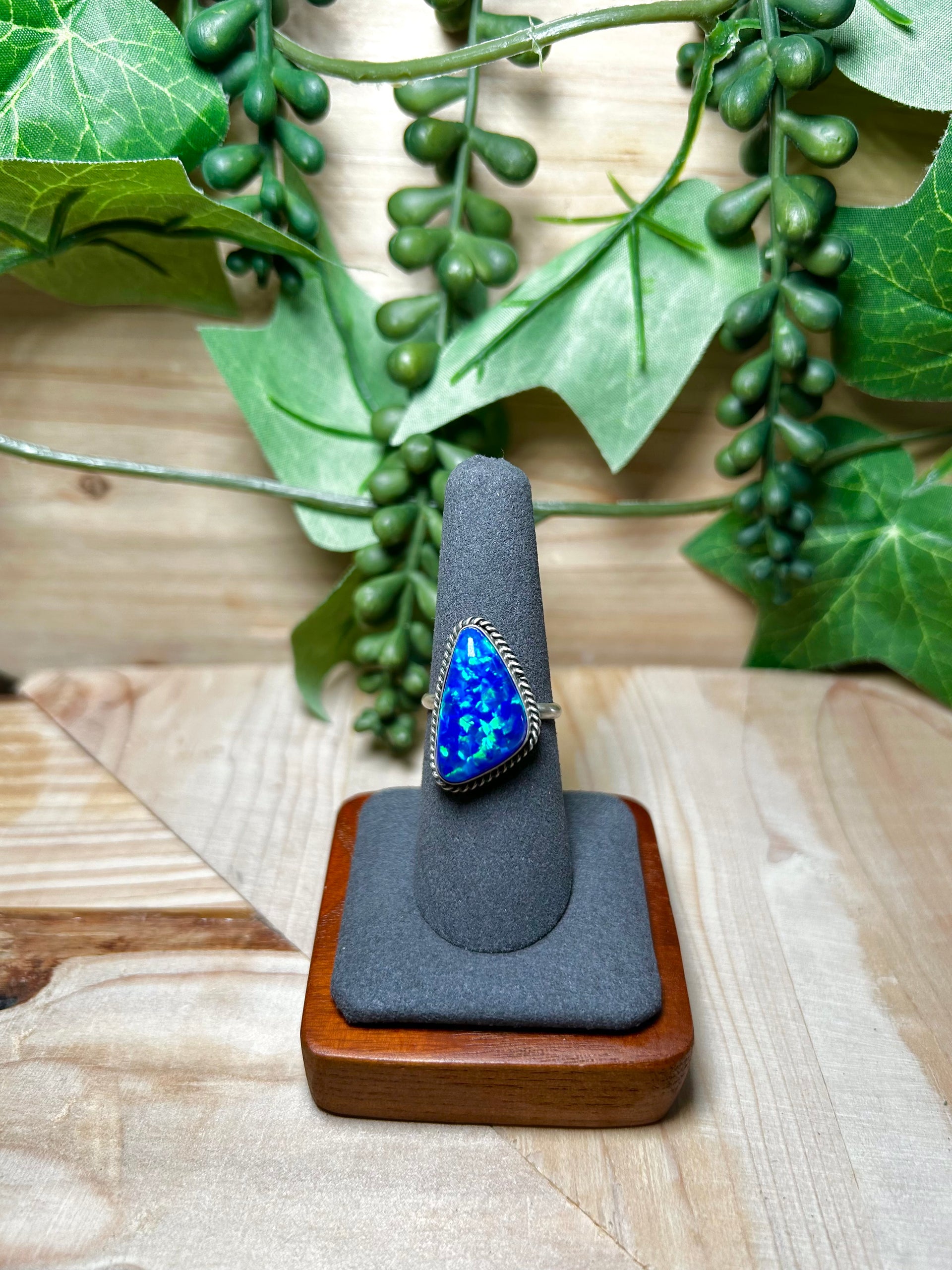 Navajo Made Opal & Sterling Silver Ring Size 7.5