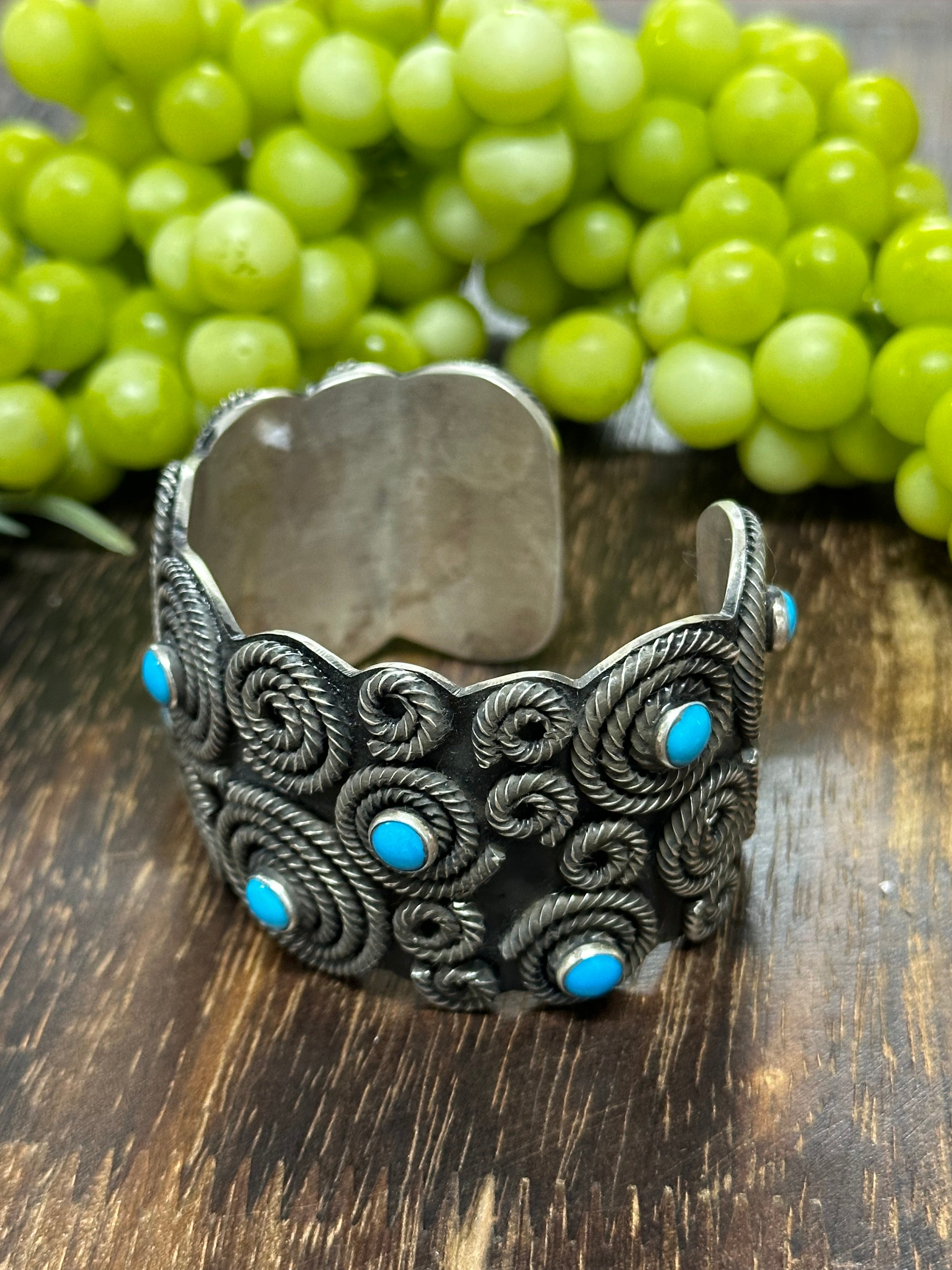 Leander Tahe Sleeping Beauty Turquoise & Sterling Silver Cuff Bracelet