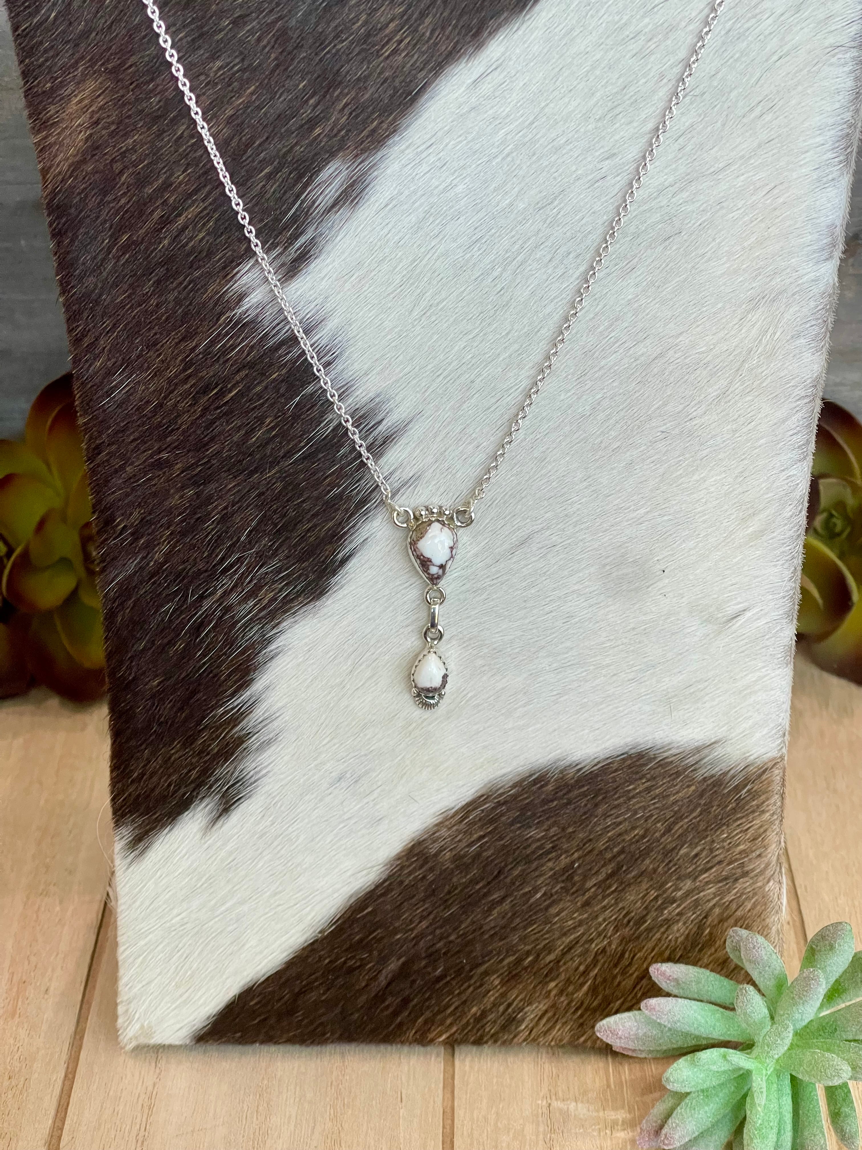 Southwest Handmade Wild Horse & Sterling Silver Chain Necklace