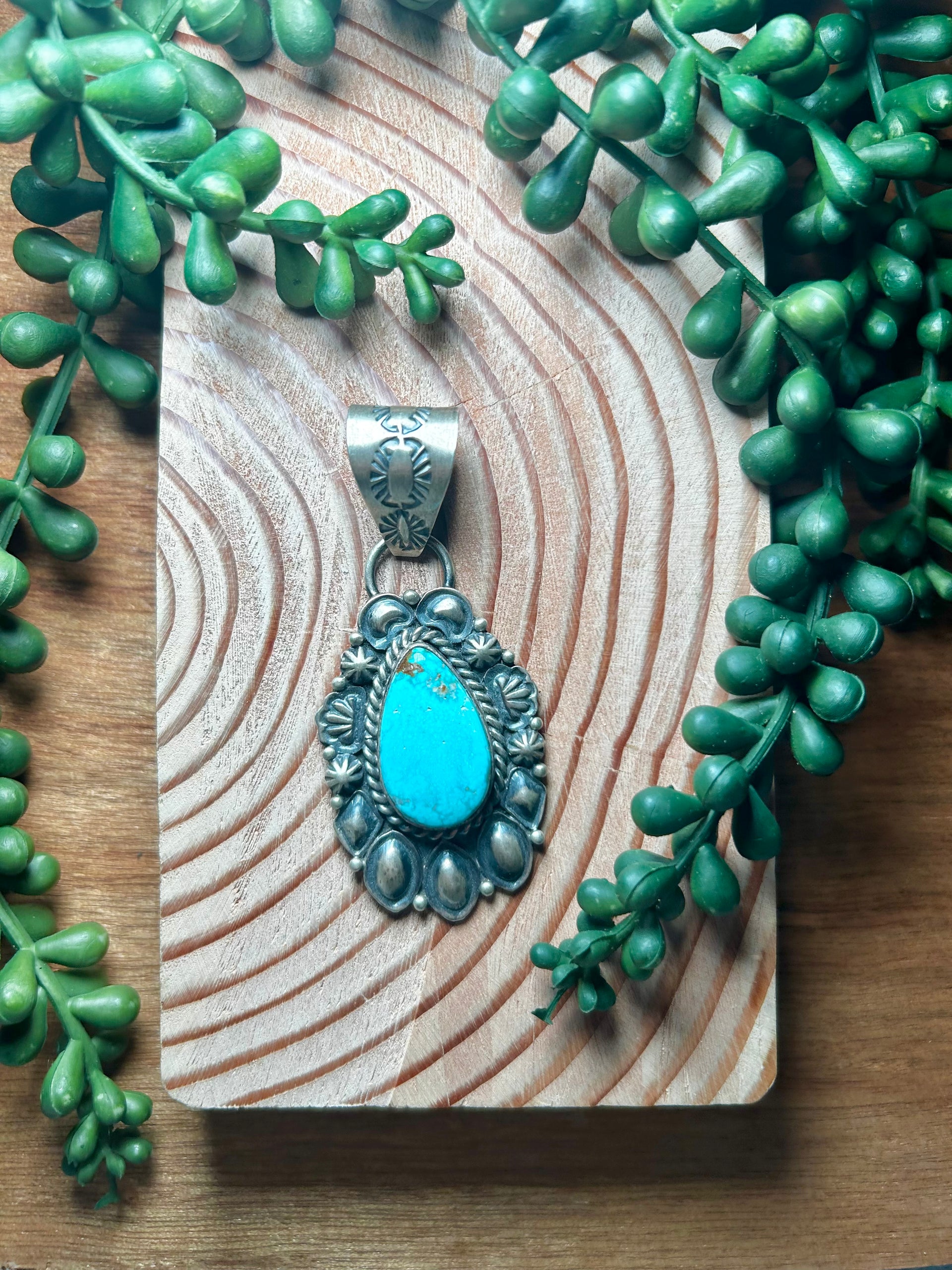 Jeff James Jr Kingman Turquoise & Sterling Silver Pendant