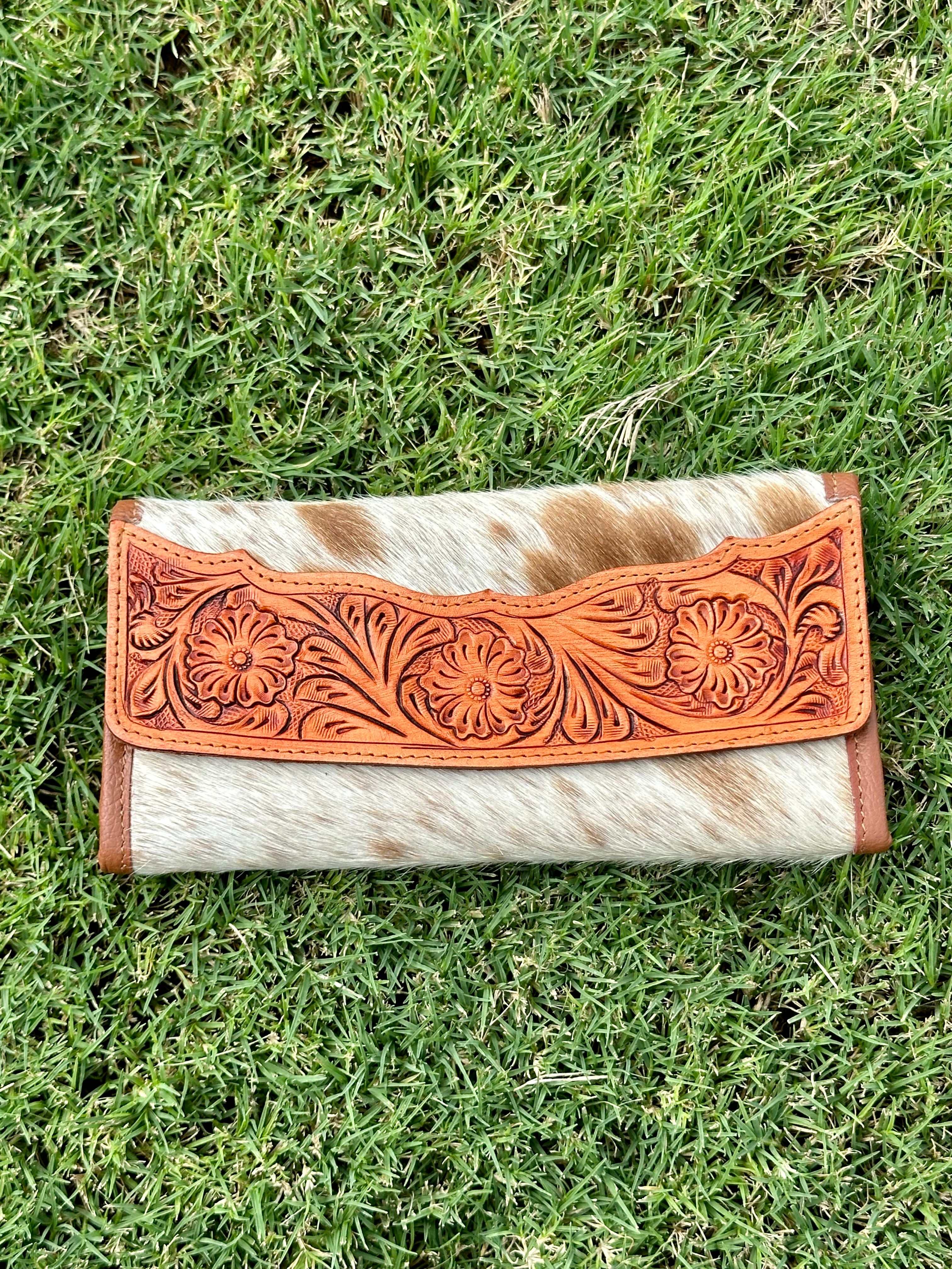 Genuine Tooled Leather Cowhide Wallet