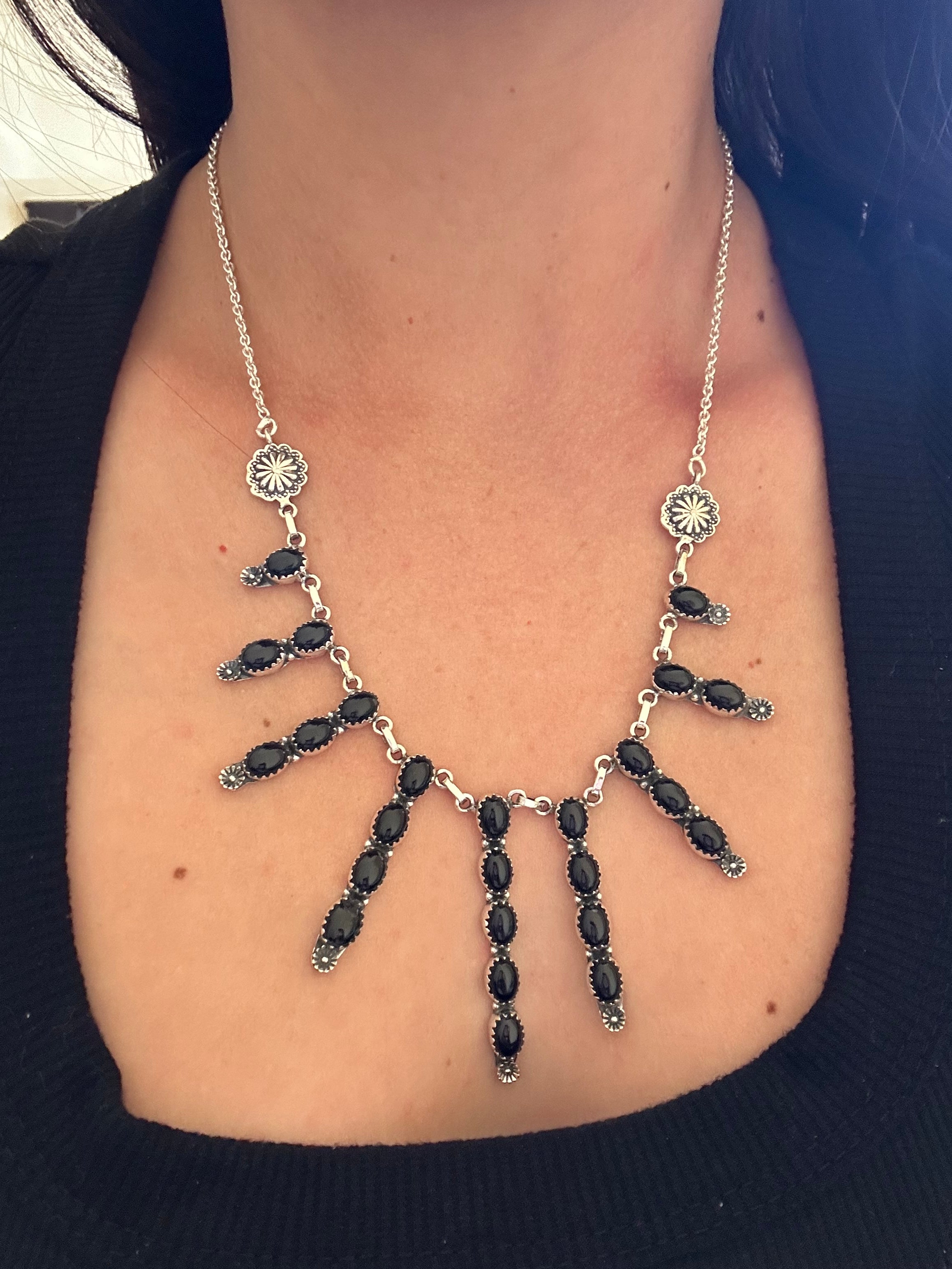 Southwest Handmade Onyx & Sterling Silver Necklace