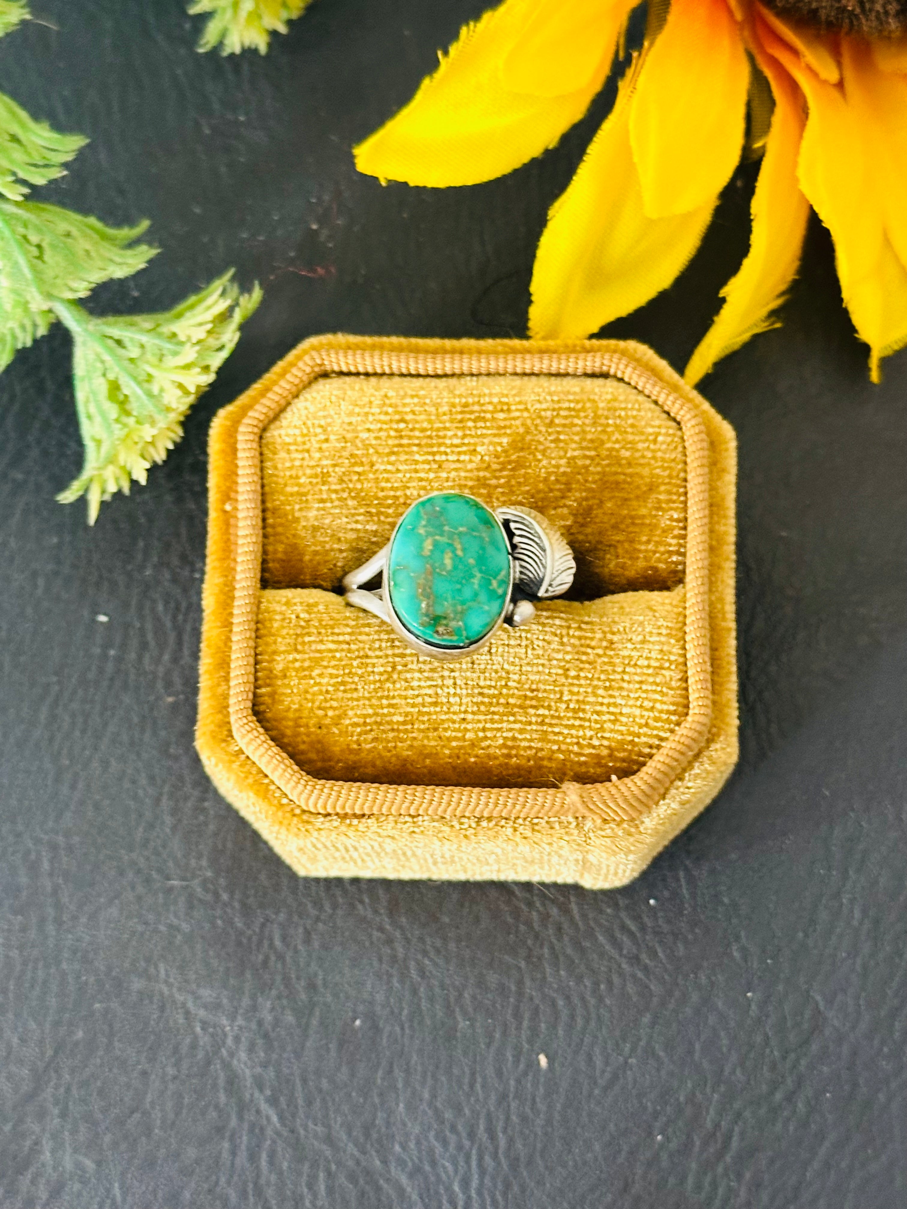 Navajo Made Emerald Valley Turquoise and Sterling Silver Ring