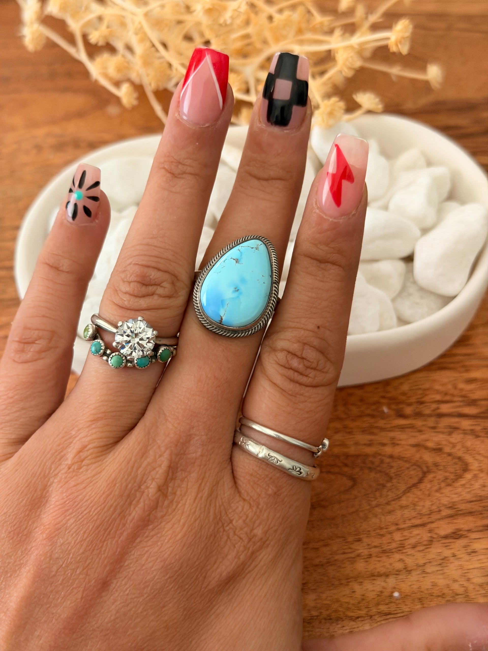 Antionette Martinez Golden Hills Turquoise & Sterling Silver Adjustable Ring
