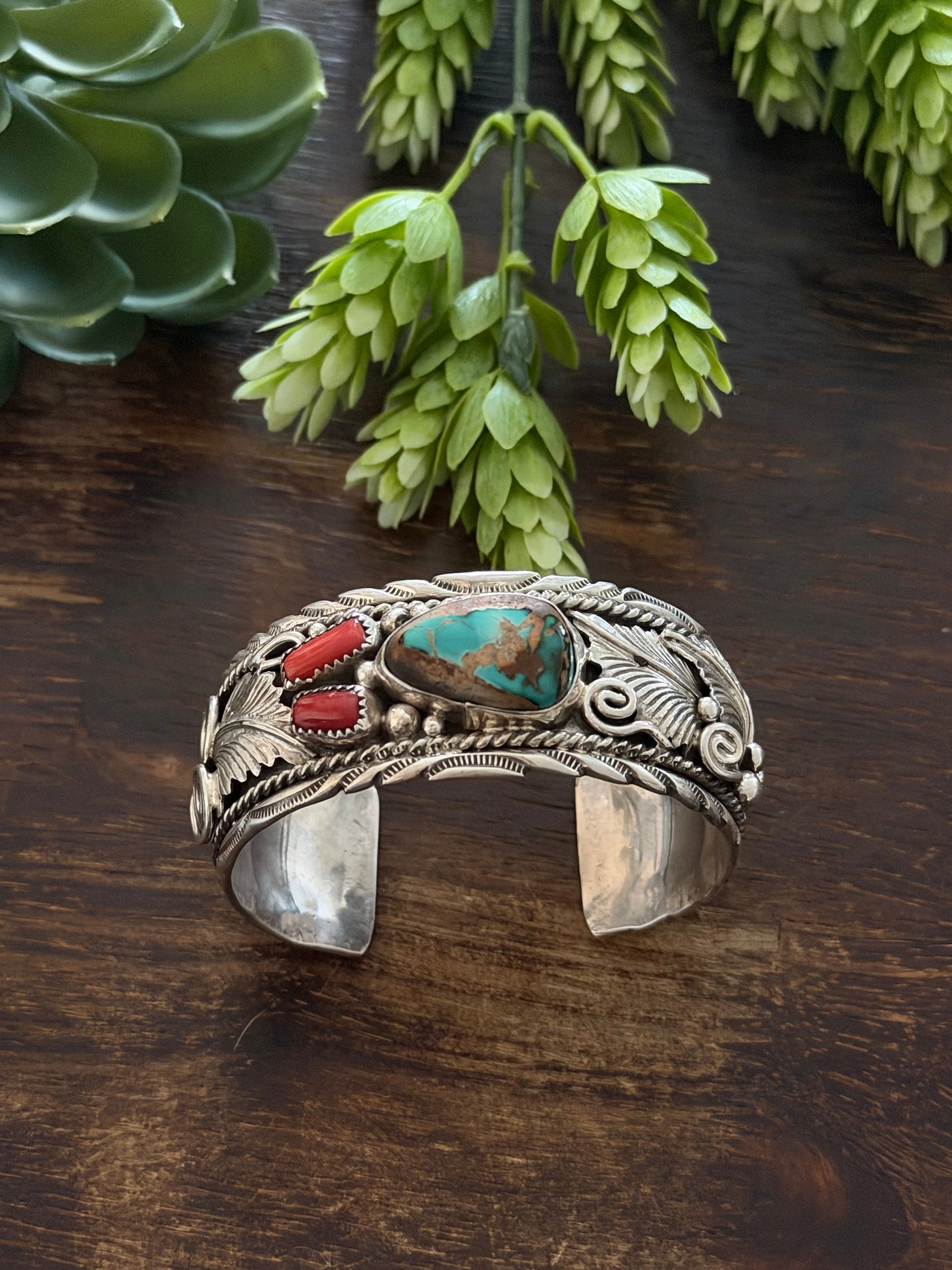 Navajo Made Multi Stone & Sterling Silver Cuff Bracelet