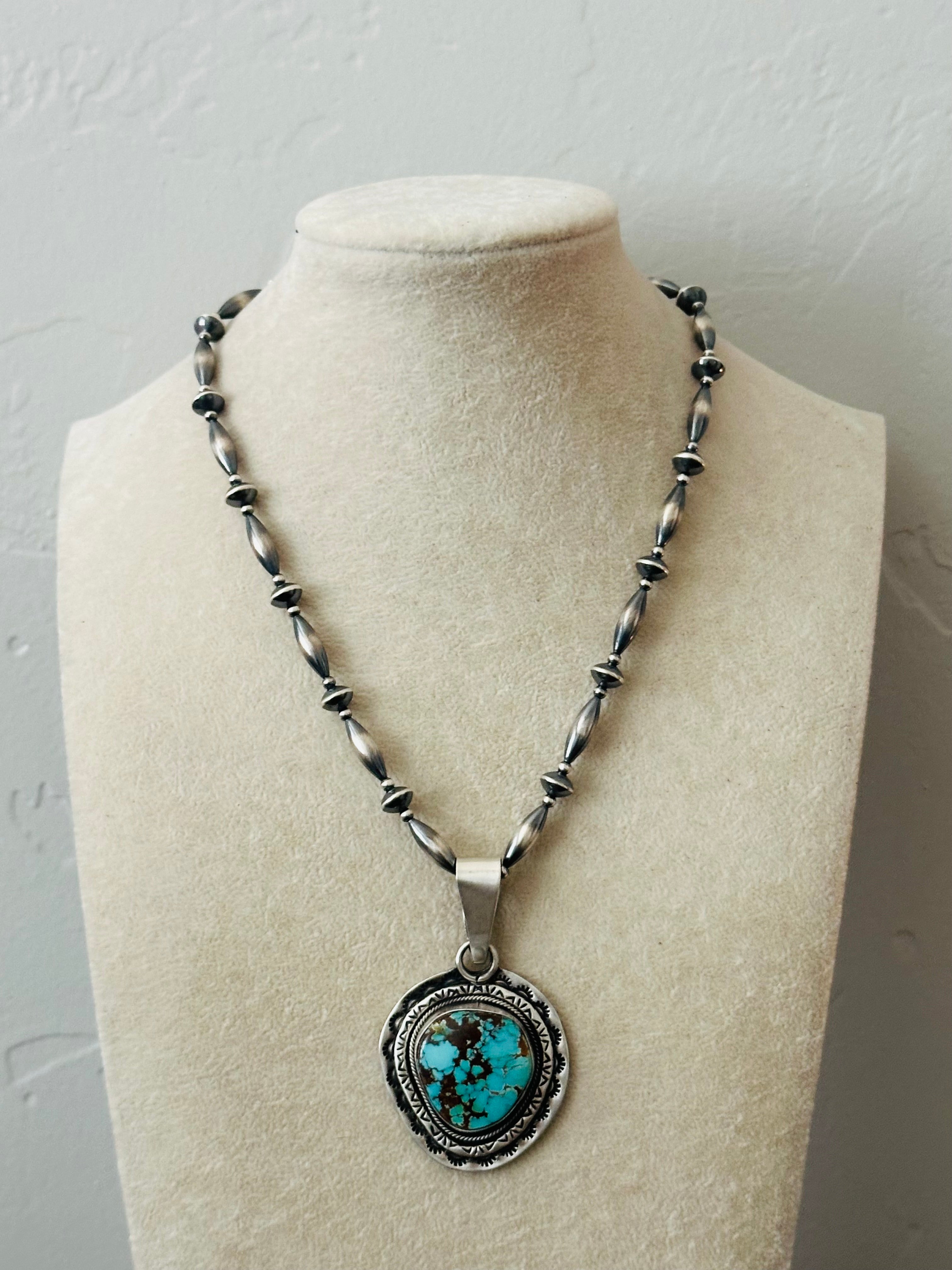 Navajo Natural Royston Turquoise & Sterling Silver Pendant