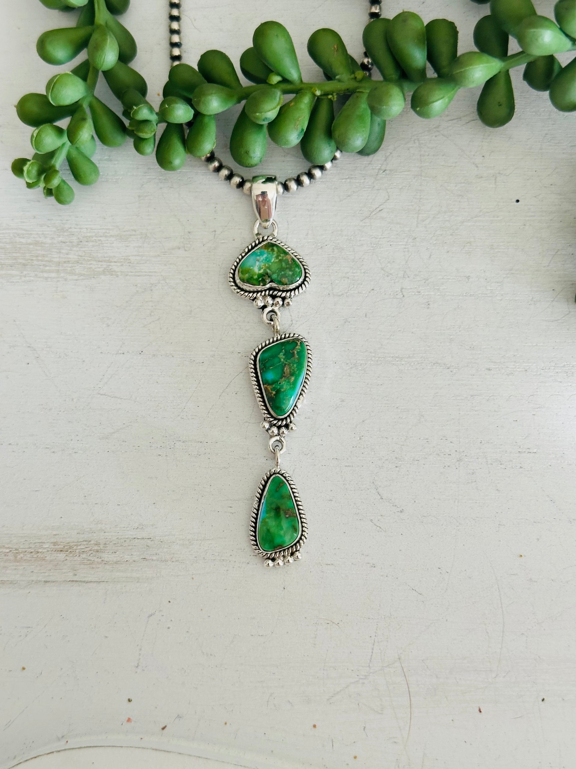 Southwest Handmade Sonoran Gold Turquoise & Sterling Silver Pendant