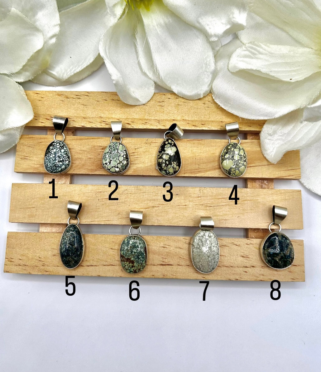 Navajo Made New Lander Variscite & Sterling Silver Pendant