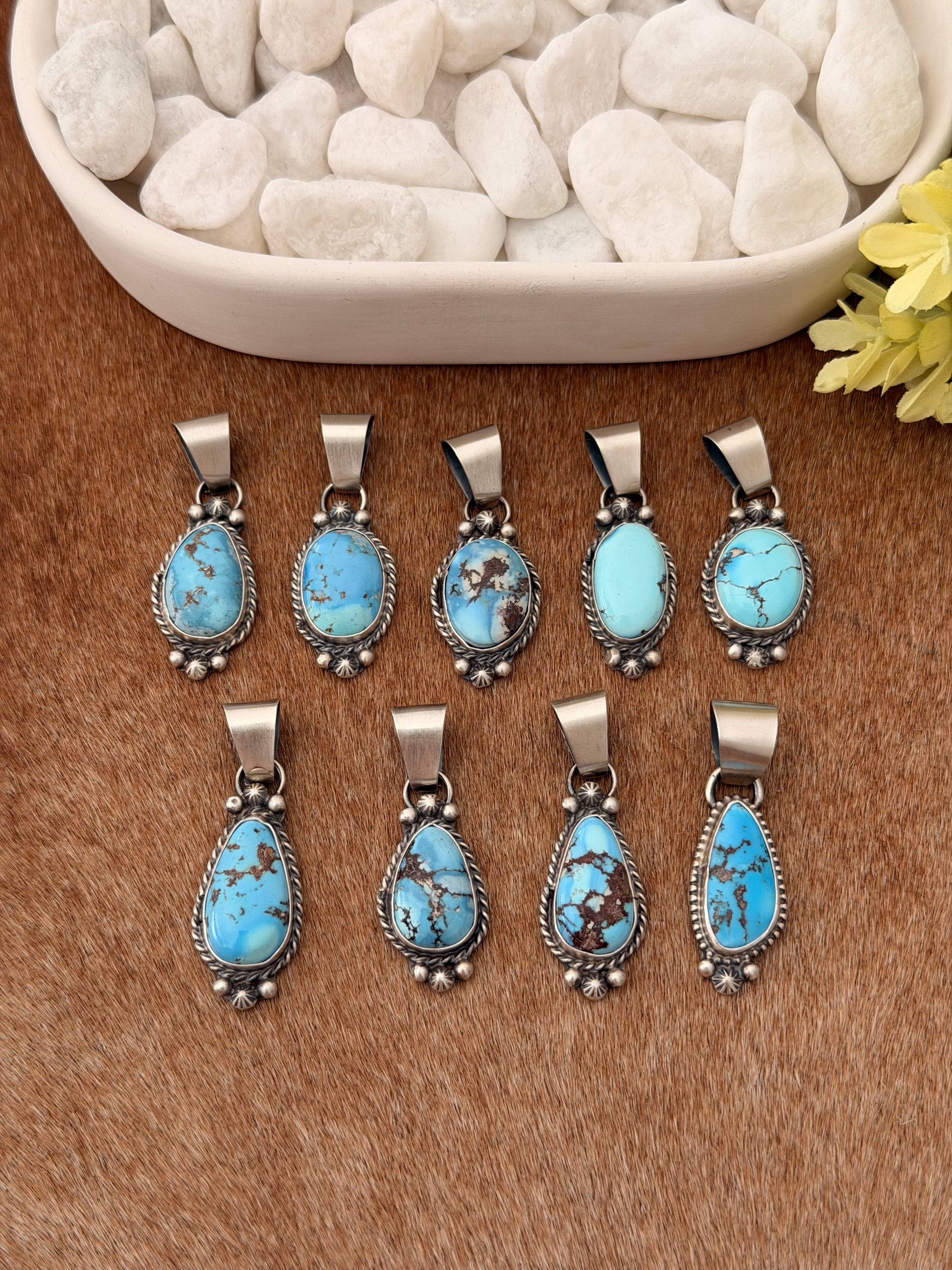 Sheila Tso Golden Hills Turquoise & Sterling Silver Pendant