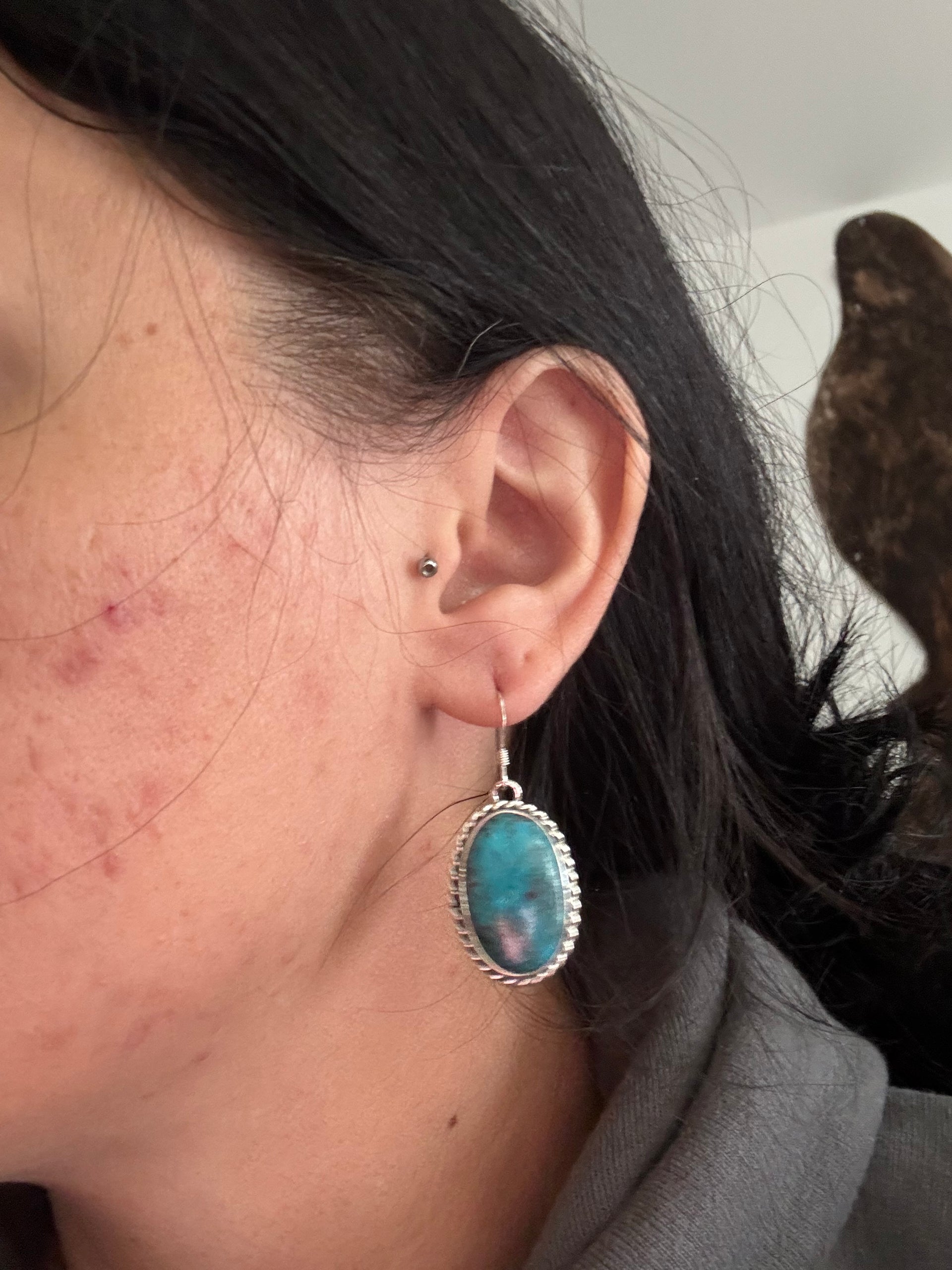 Larry Kaye Kingman Turquoise & Sterling Silver Dangle Earrings