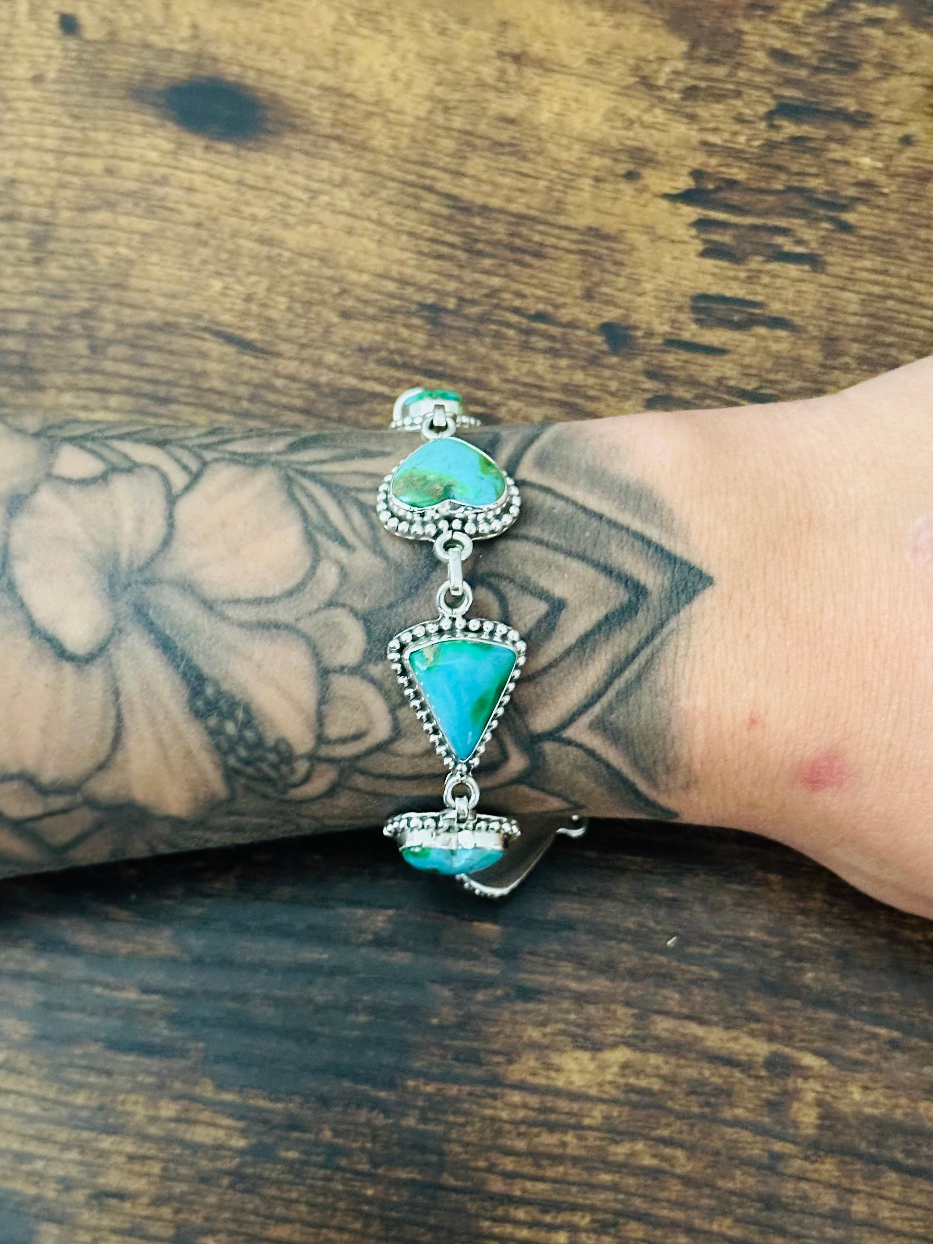 Southwest Made Sonoran Mountain Turquoise & Sterling Silver Bracelet