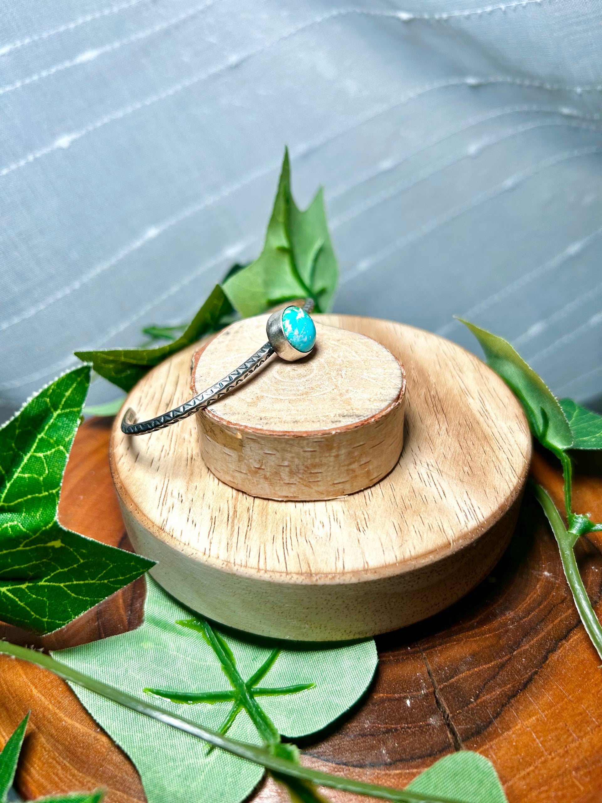 Navajo Made Sonoran Mountain Turquoise & Sterling Silver Cuff Bracelet