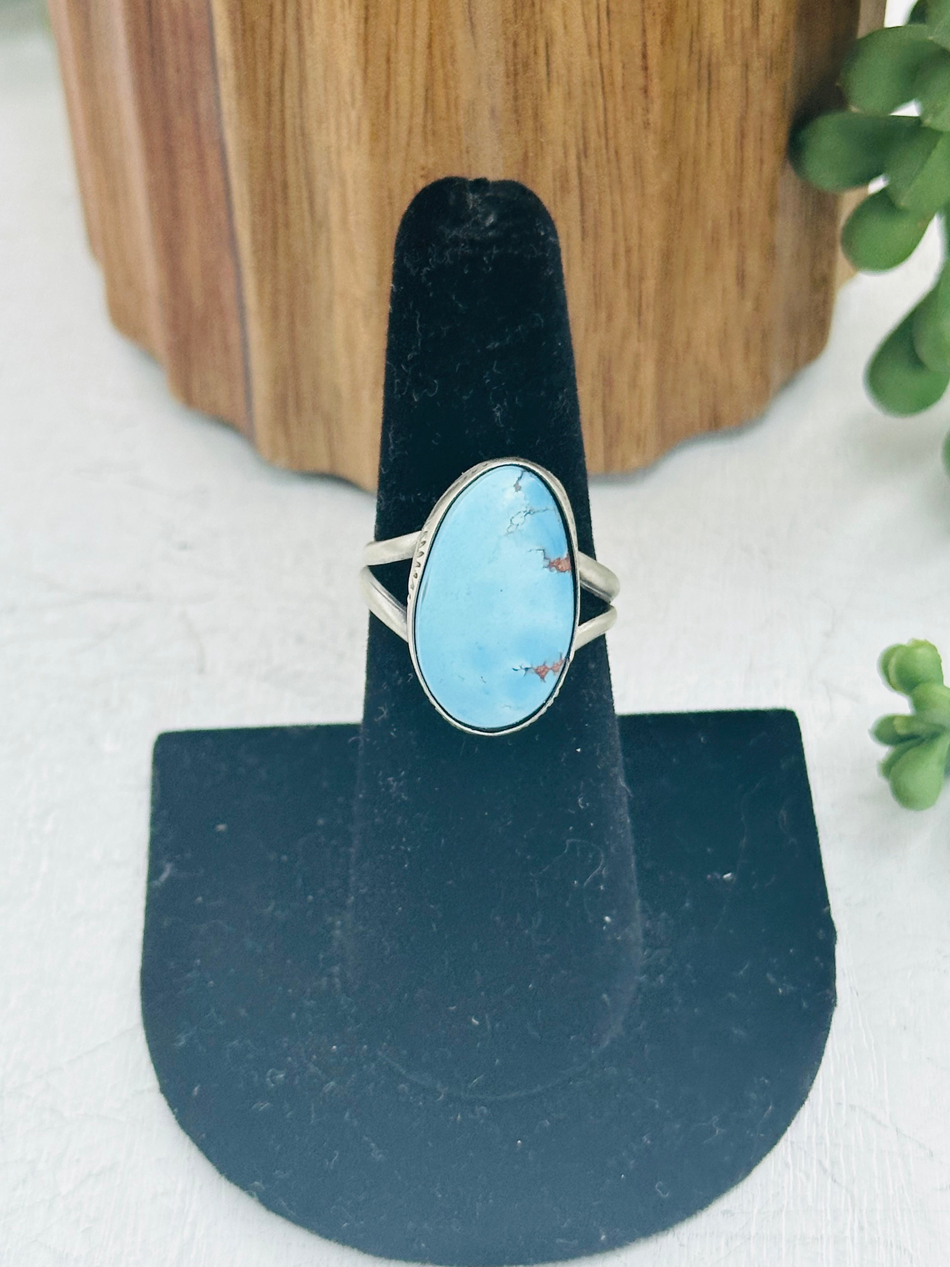 Navajo Made Golden Hills Turquoise & Sterling Silver Ring