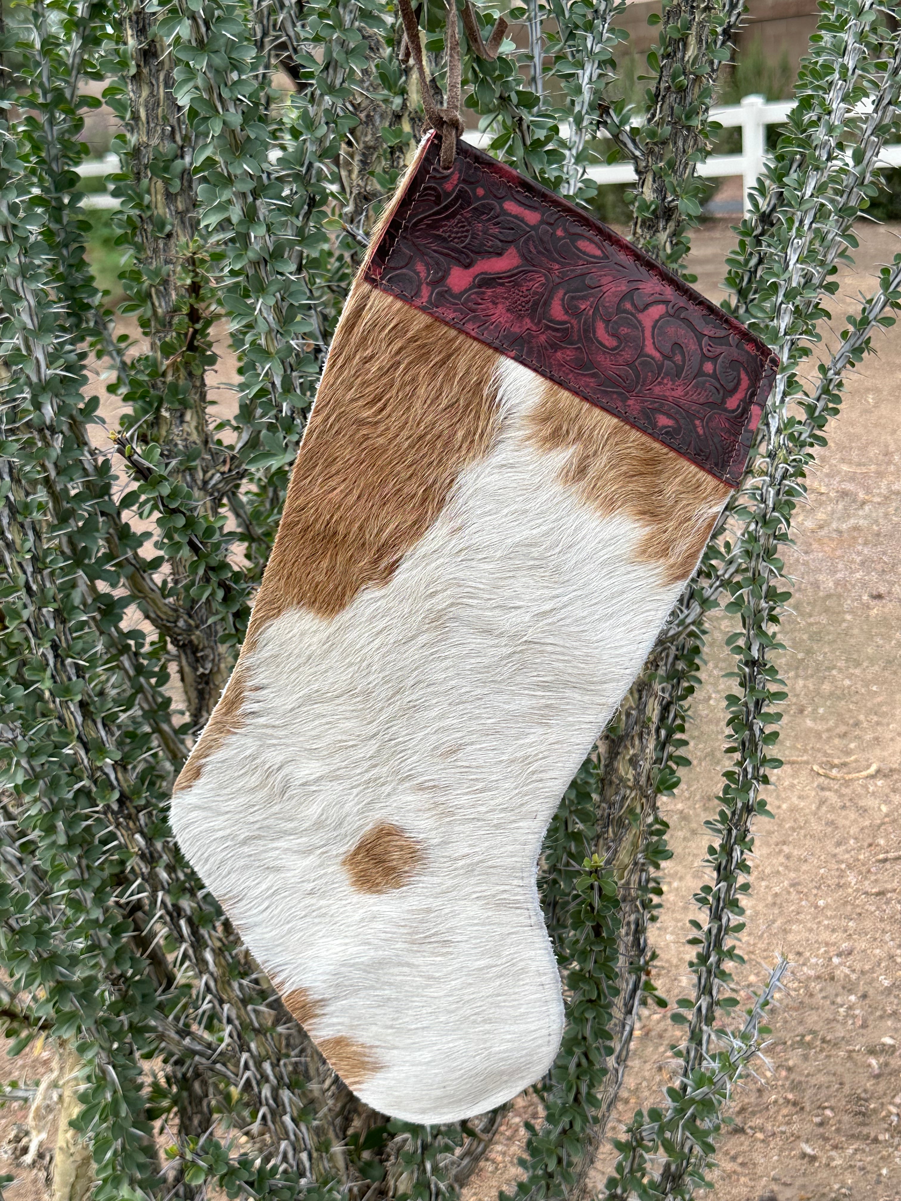 Genuine Tooled Leather Cowhide Stocking