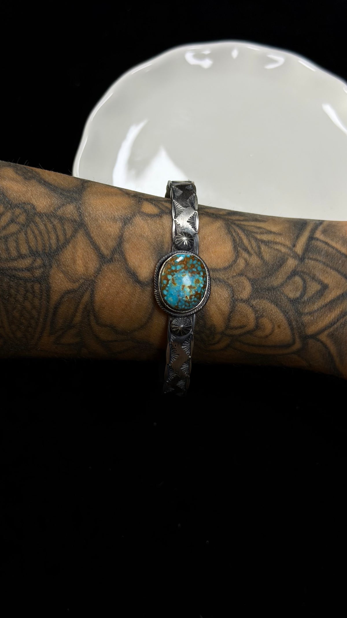 Tillie Jon Spider Web Kingman Turquoise & Sterling Silver Cuff Bracelet