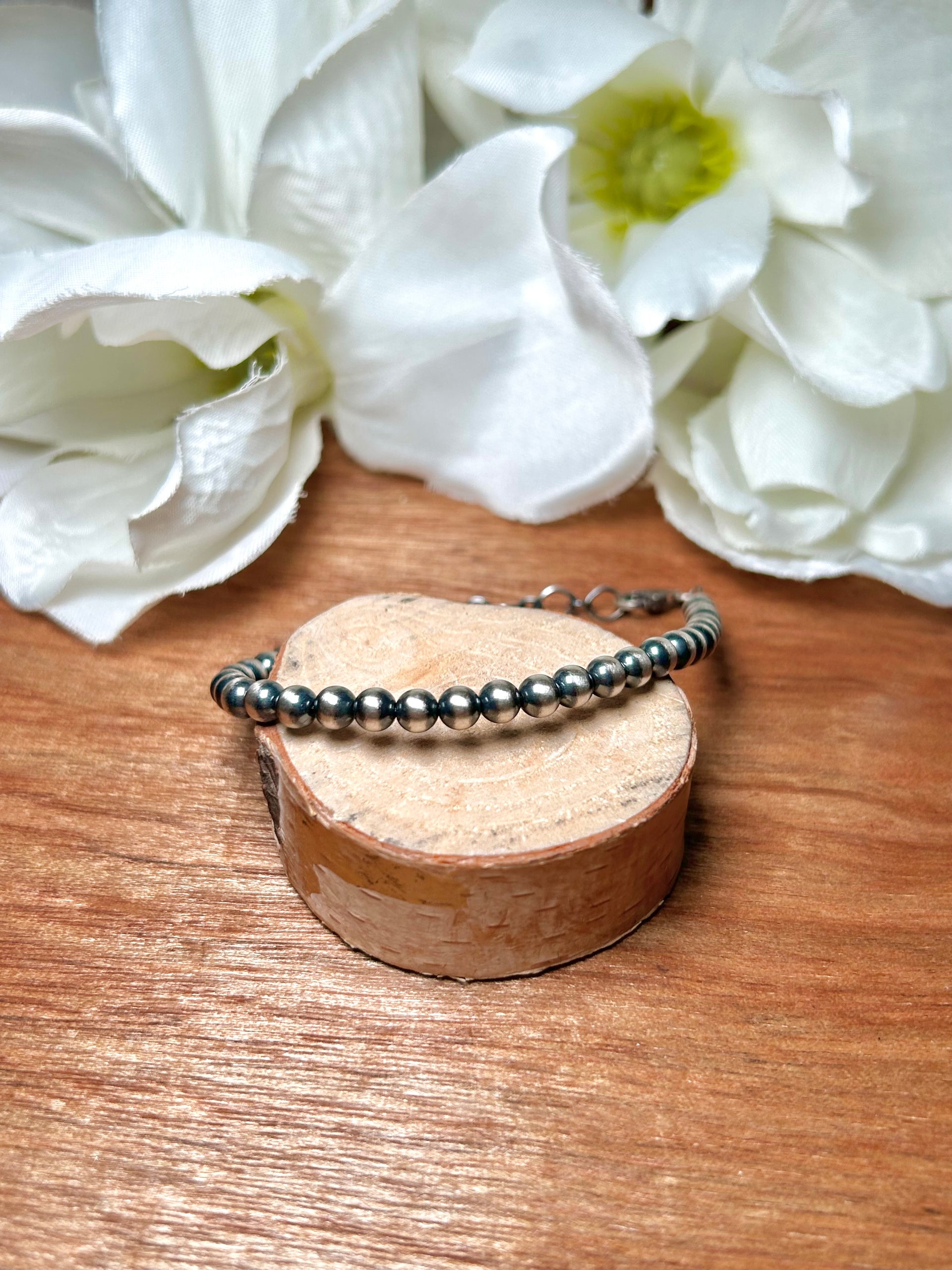 Navajo Strung 5 MM Sterling Silver Bracelet