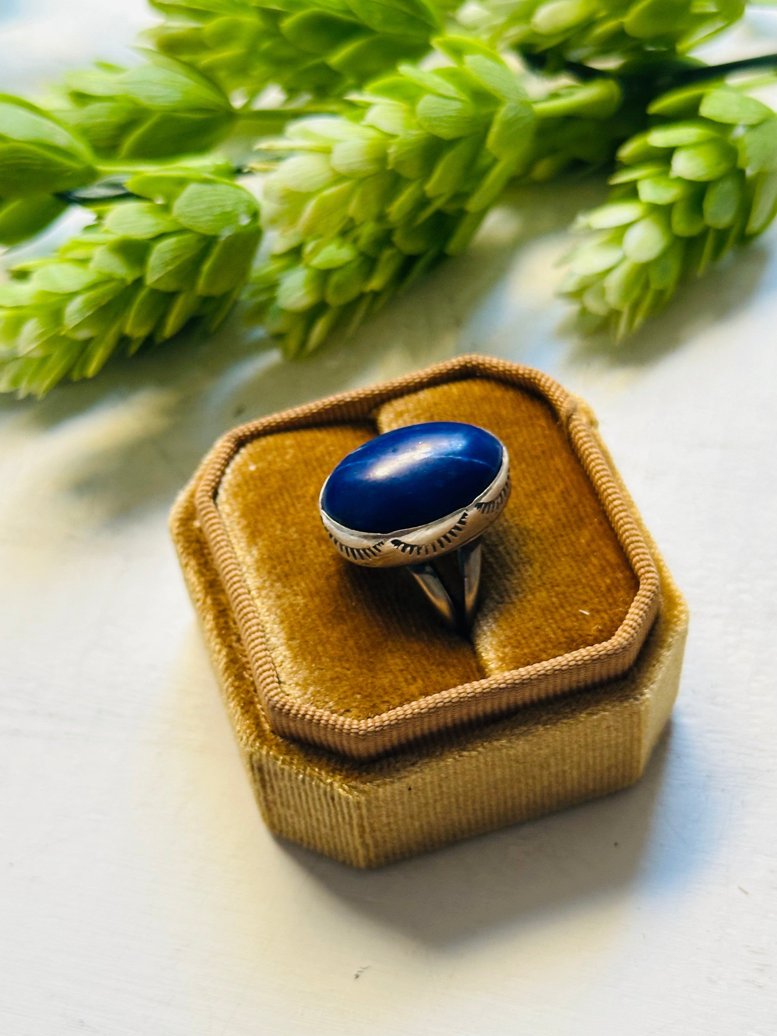 Navajo Made Lapis & Sterling Silver Ring