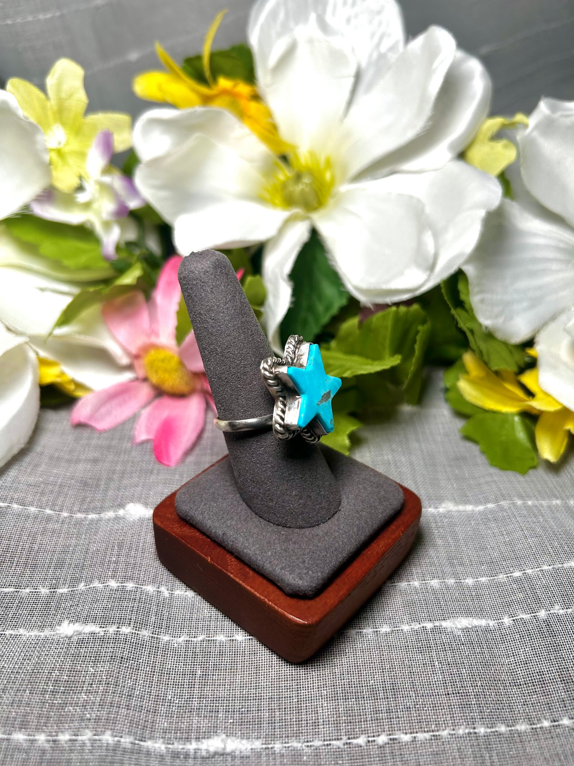 Larson Chee Kingman Turquoise & Sterling Silver Adjustable Ring