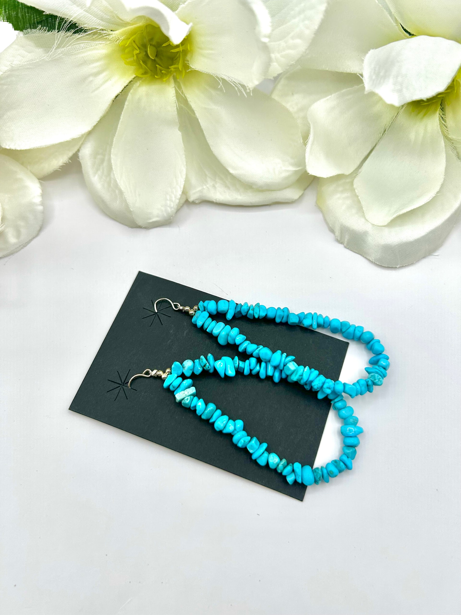 Navajo Made Kingman Turquoise & Sterling Silver Hook Earrings