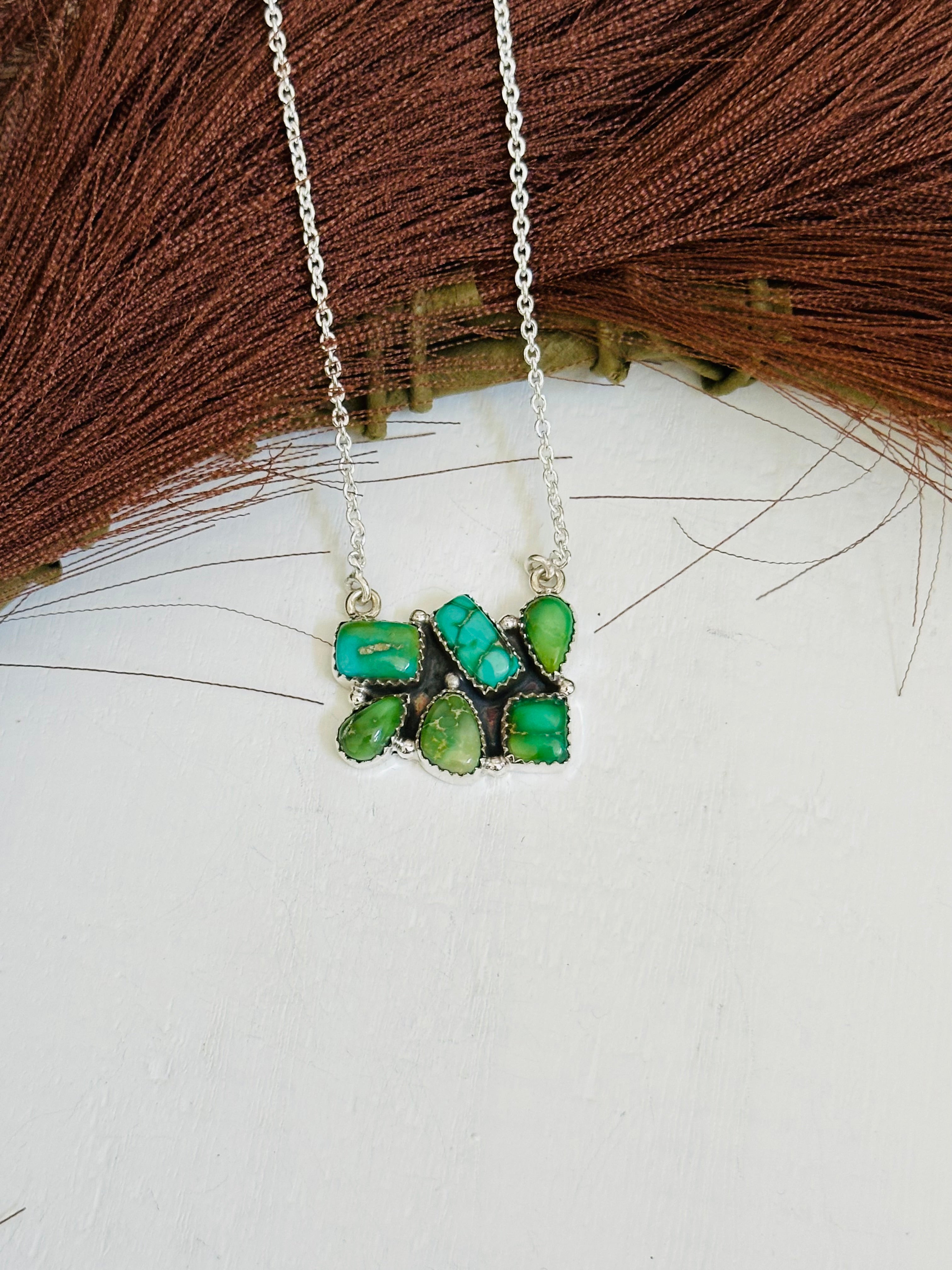 TTD “Million Dollar Baby” Emerald Valley Turquoise & Sterling Silver Necklace