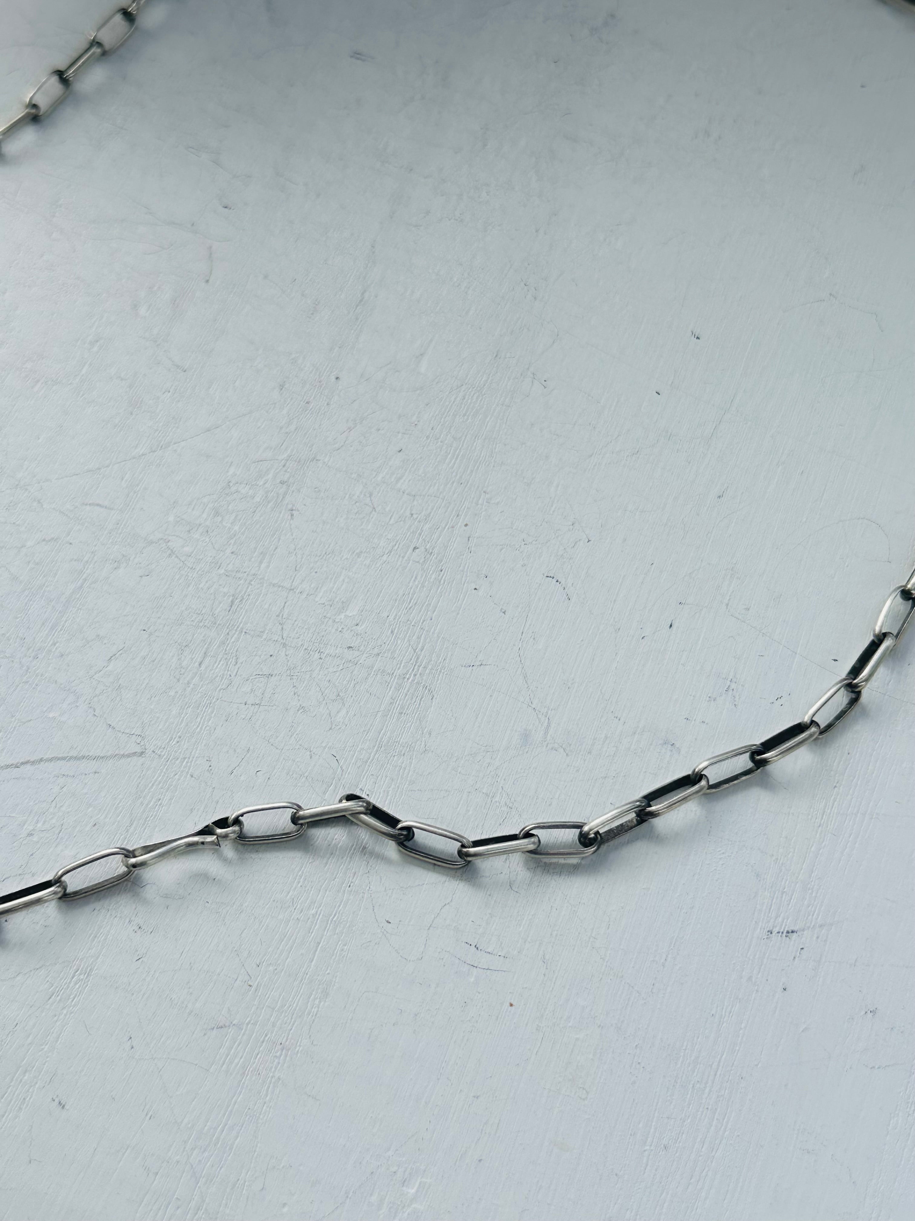 Navajo Made Sterling Silver Paper Clip Chain Necklace