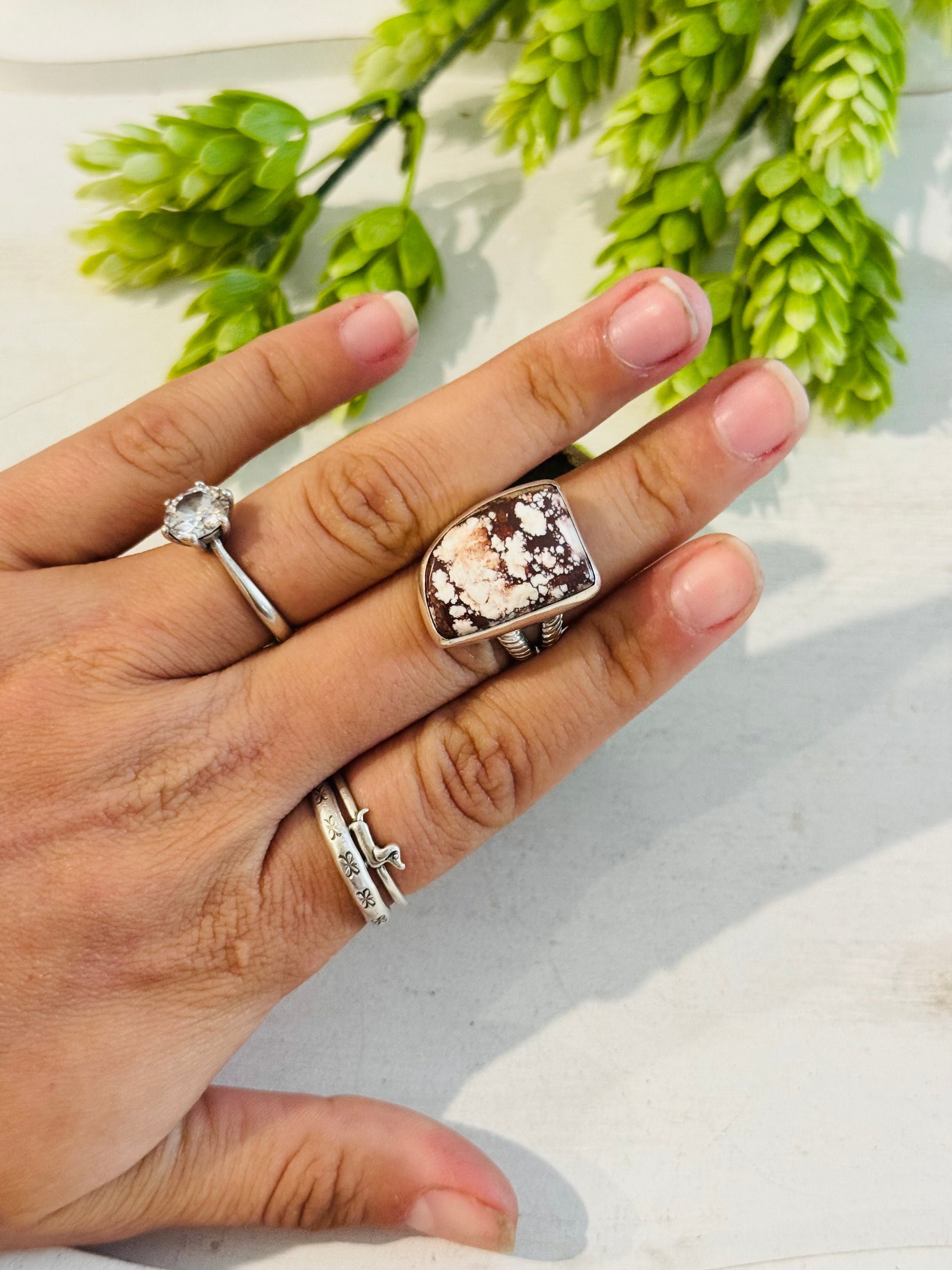 Southwest Made Wild Horse & Sterling Sliver Ring Size 7.75