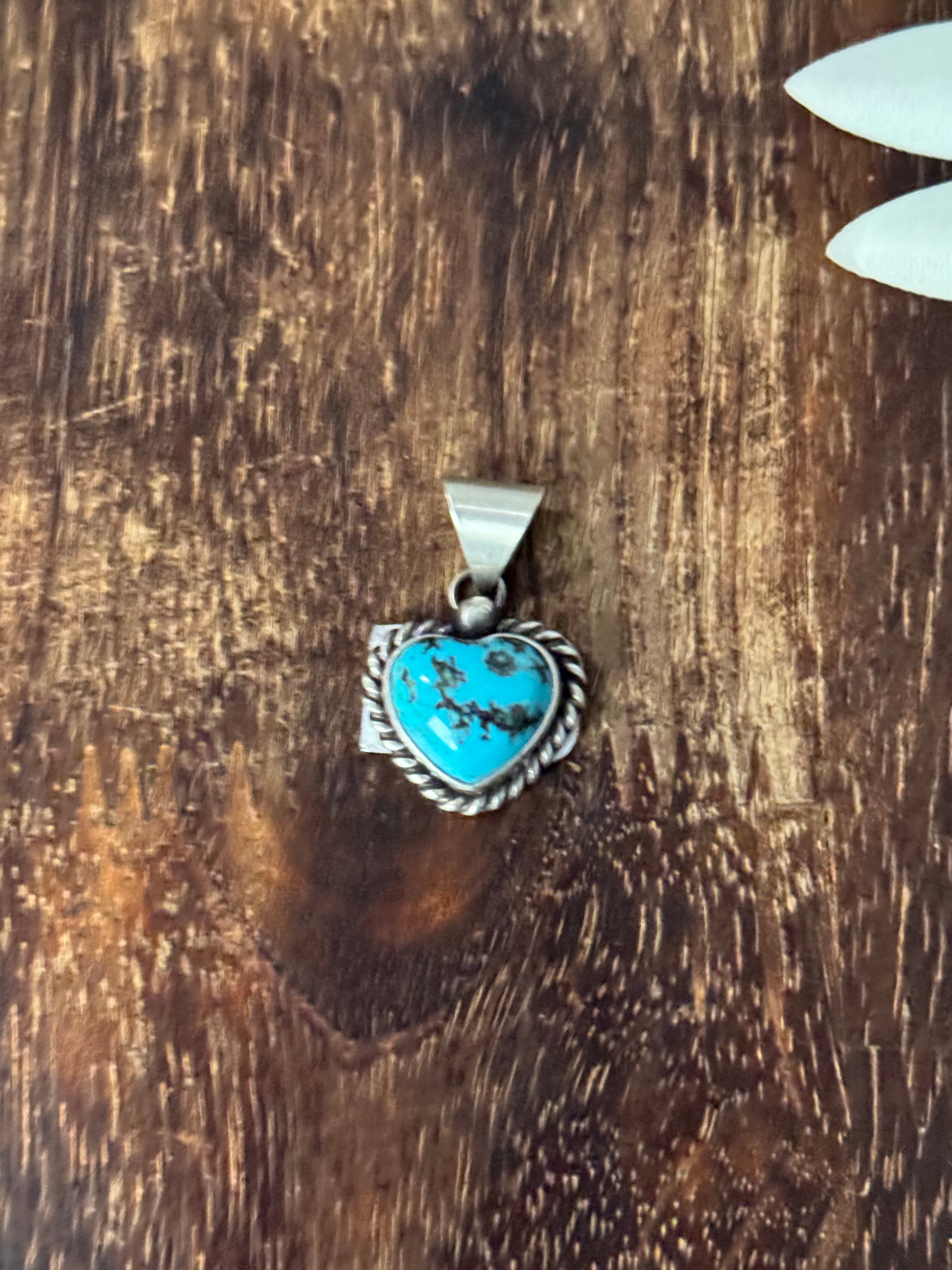 Judith Dixon Kingman Turquoise & Sterling Silver Heart Pendant