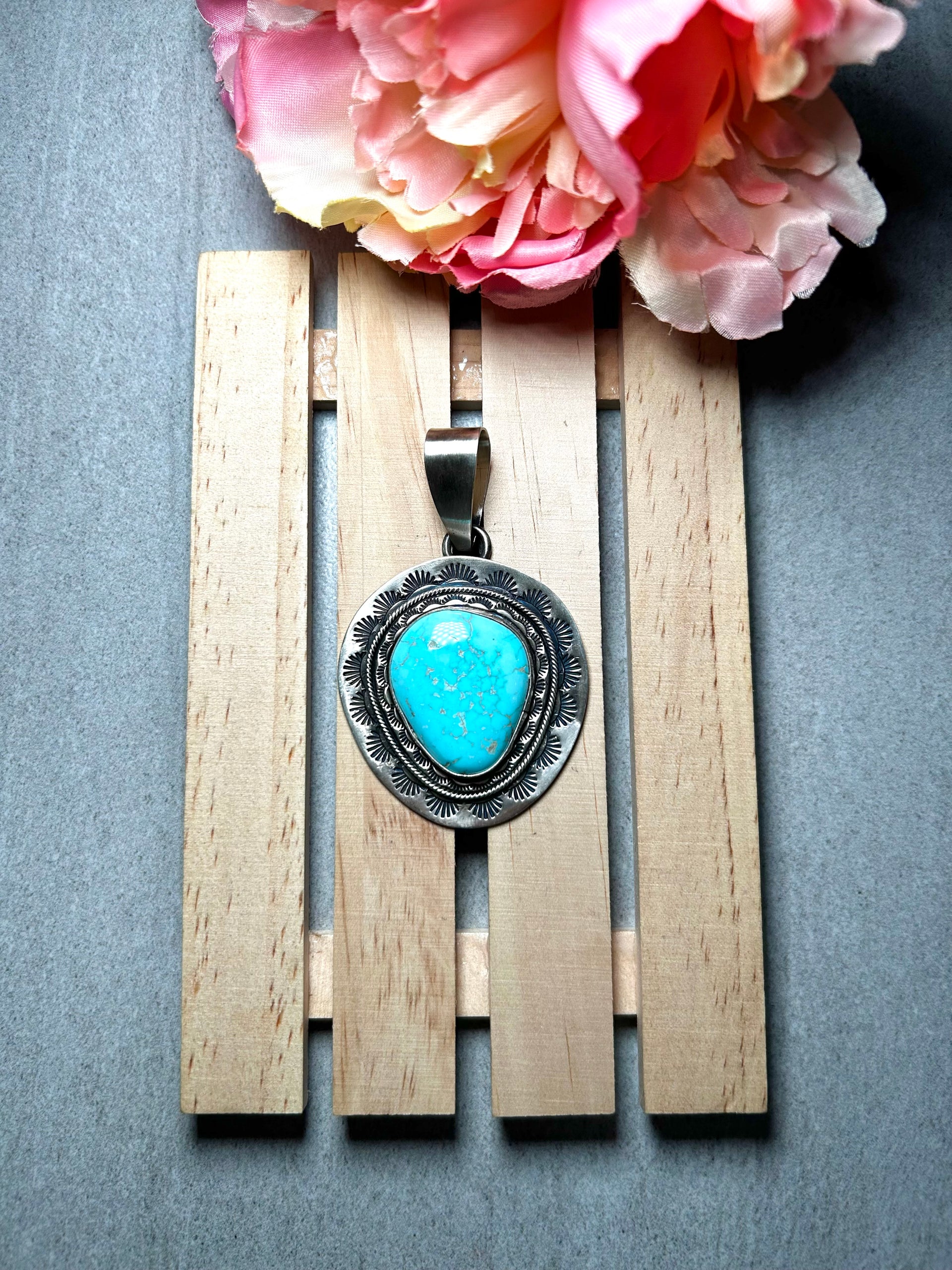 Navajo Made Royston Turquoise & Sterling Silver Pendant