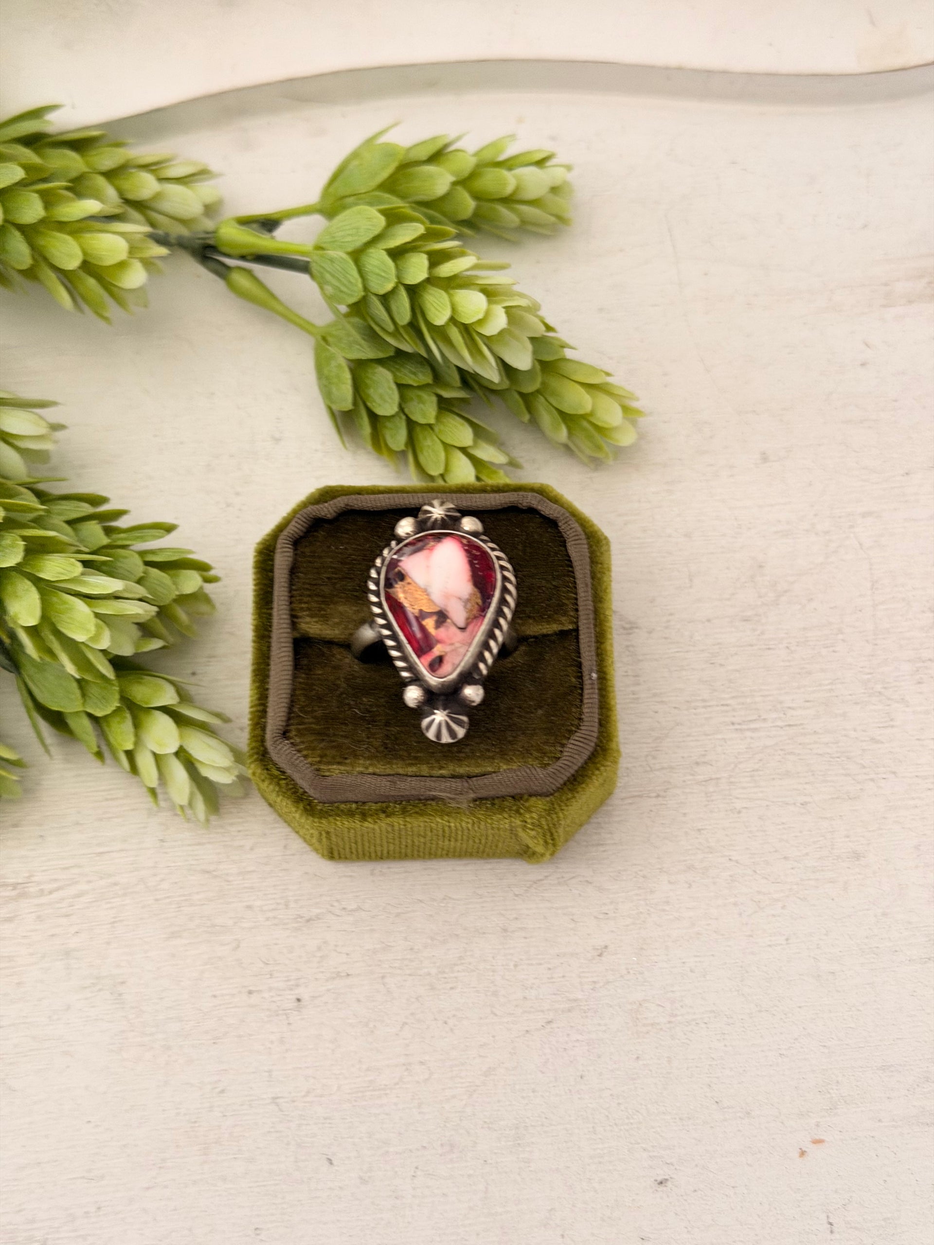 Johnny Dixon Rose Dahlia & Sterling Sliver Cluster Adjustable Ring