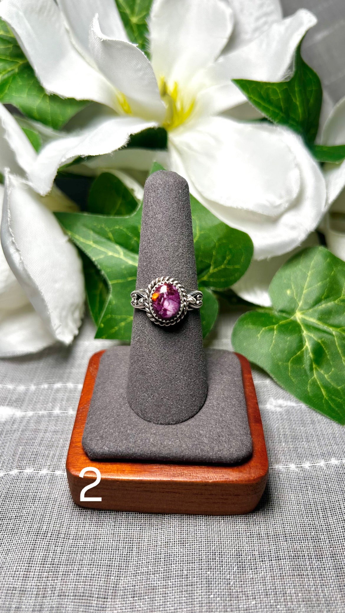 Navajo Made Purple Spiny Oyster & Sterling Silver Ring