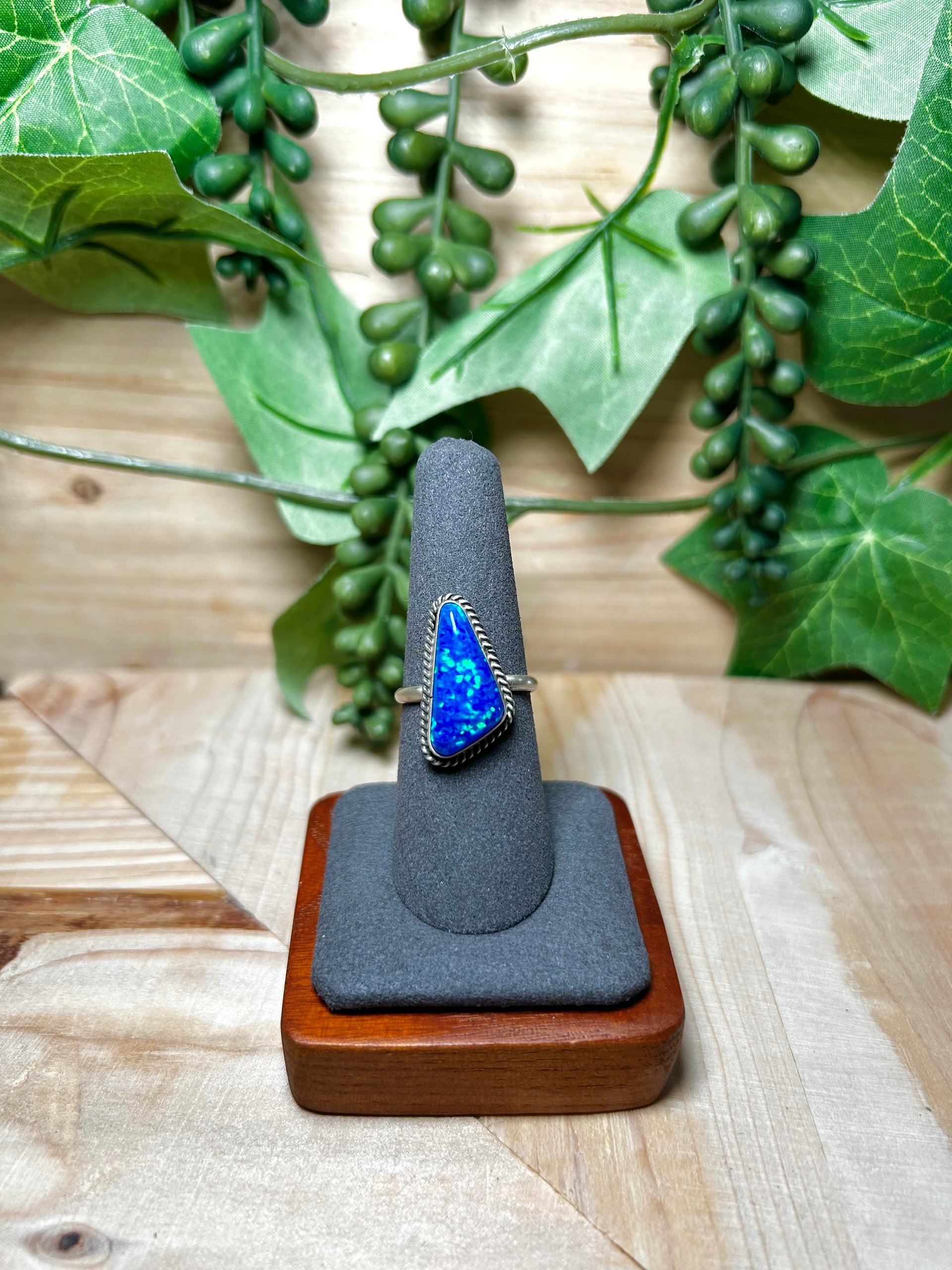 Navajo Made Opal & Sterling Silver Ring Size 8