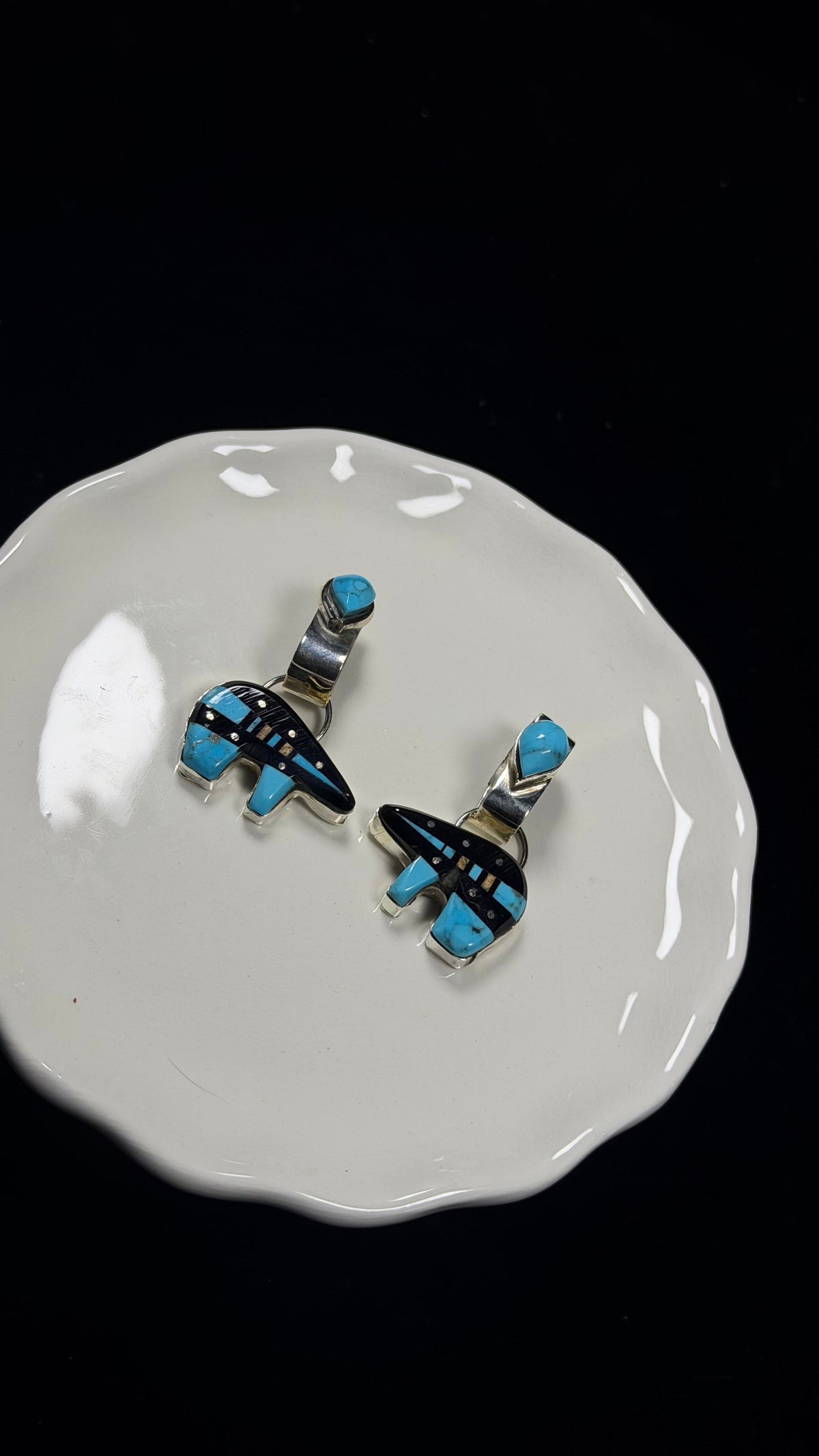 Ray Jack Multi Stone & Sterling Silver Micro Inlay Galaxy Bear Pendant