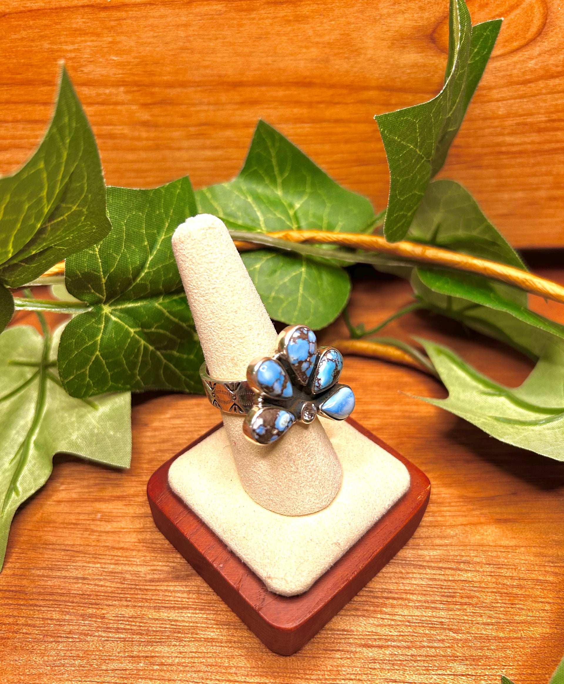 Southwest Handmade Multi Stone & Sterling Sliver Adjustable Ring