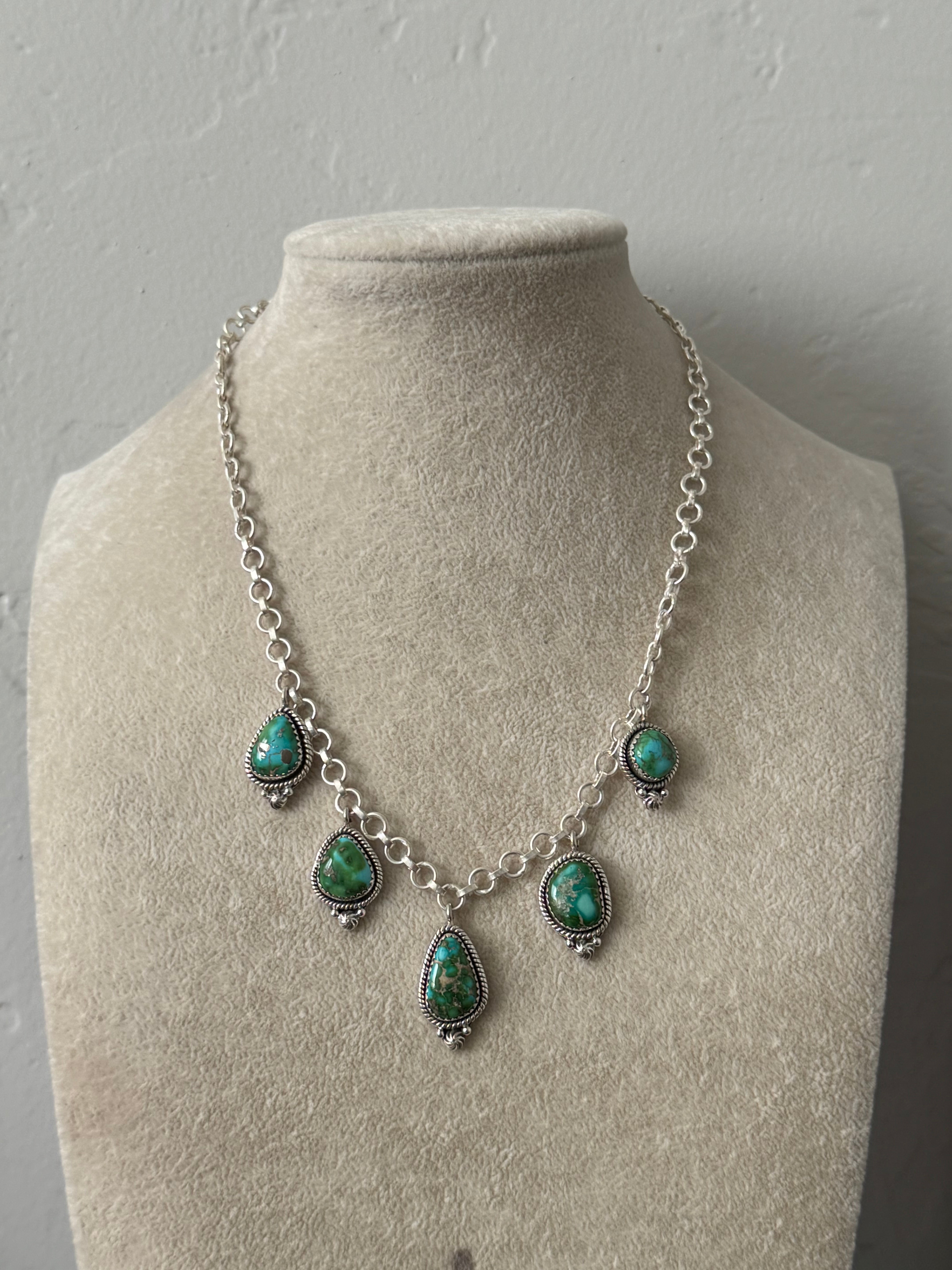 Southwest Handmade Sonoran Mountain Turquoise & Sterling Silver Necklace