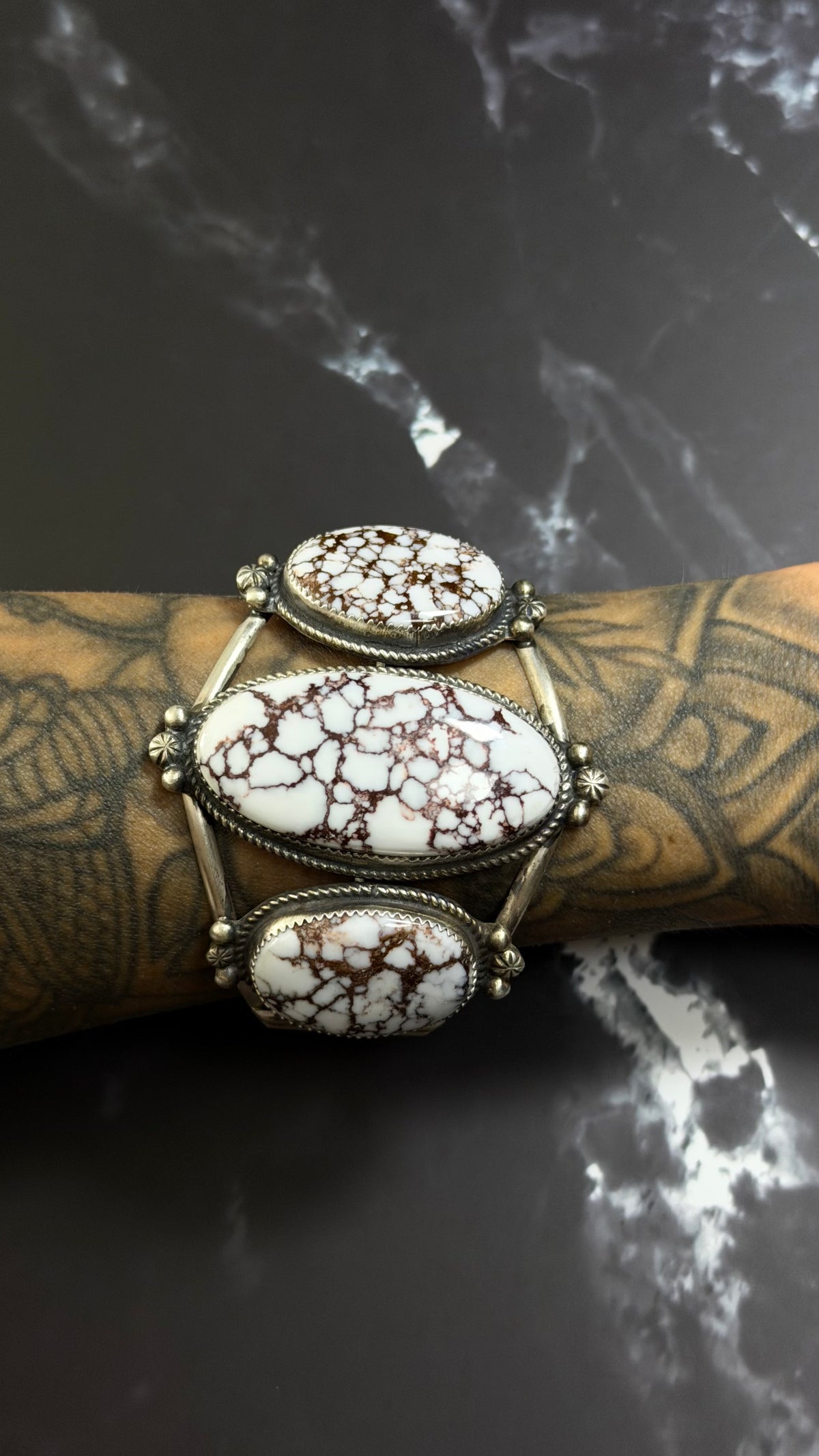 Donovan Nez Wild Horse Variscite & Sterling Silver Cuff Bracelet