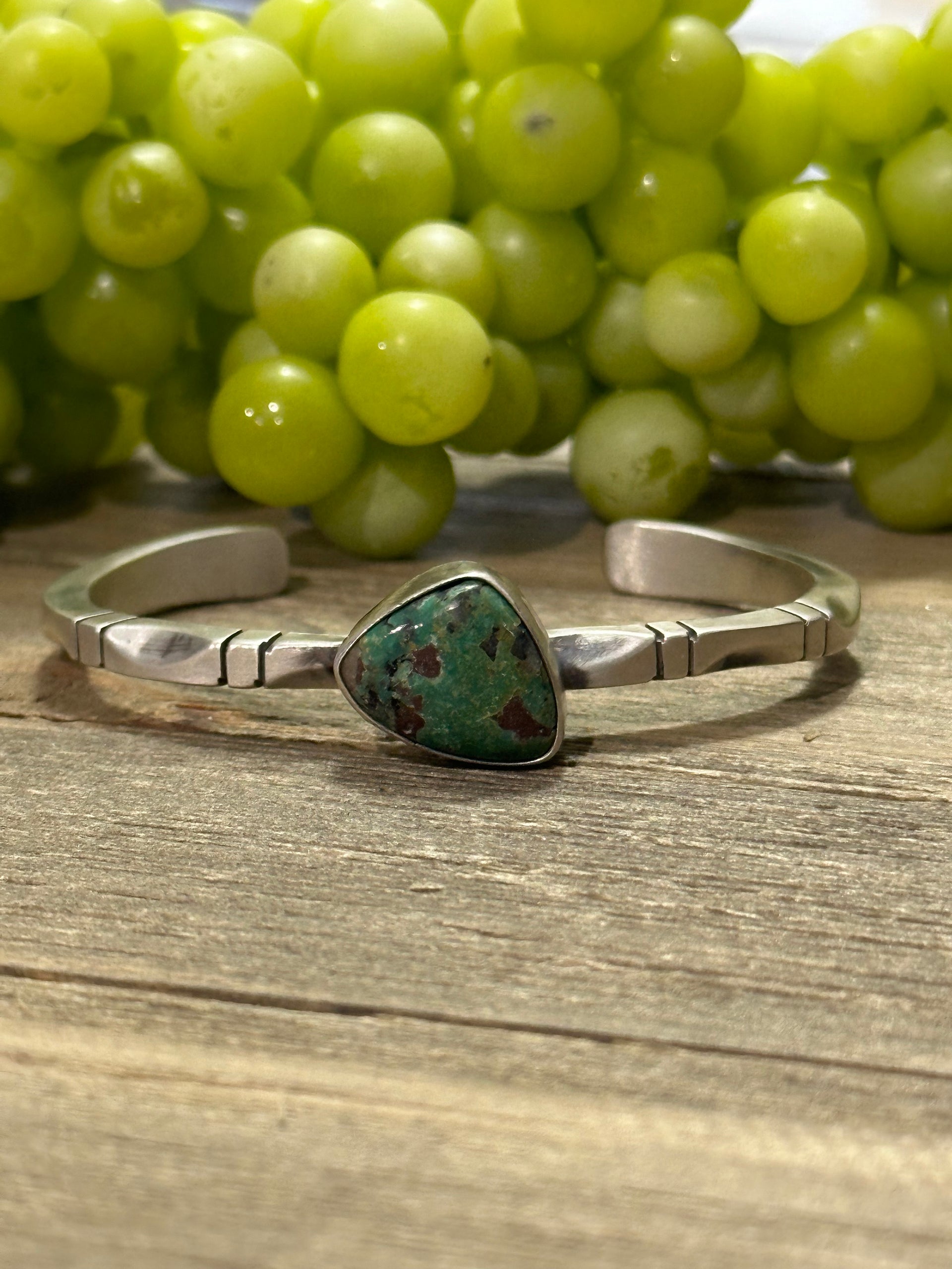 Navajo Made Kingman Turquoise & Sterling Silver Cuff Bracelet