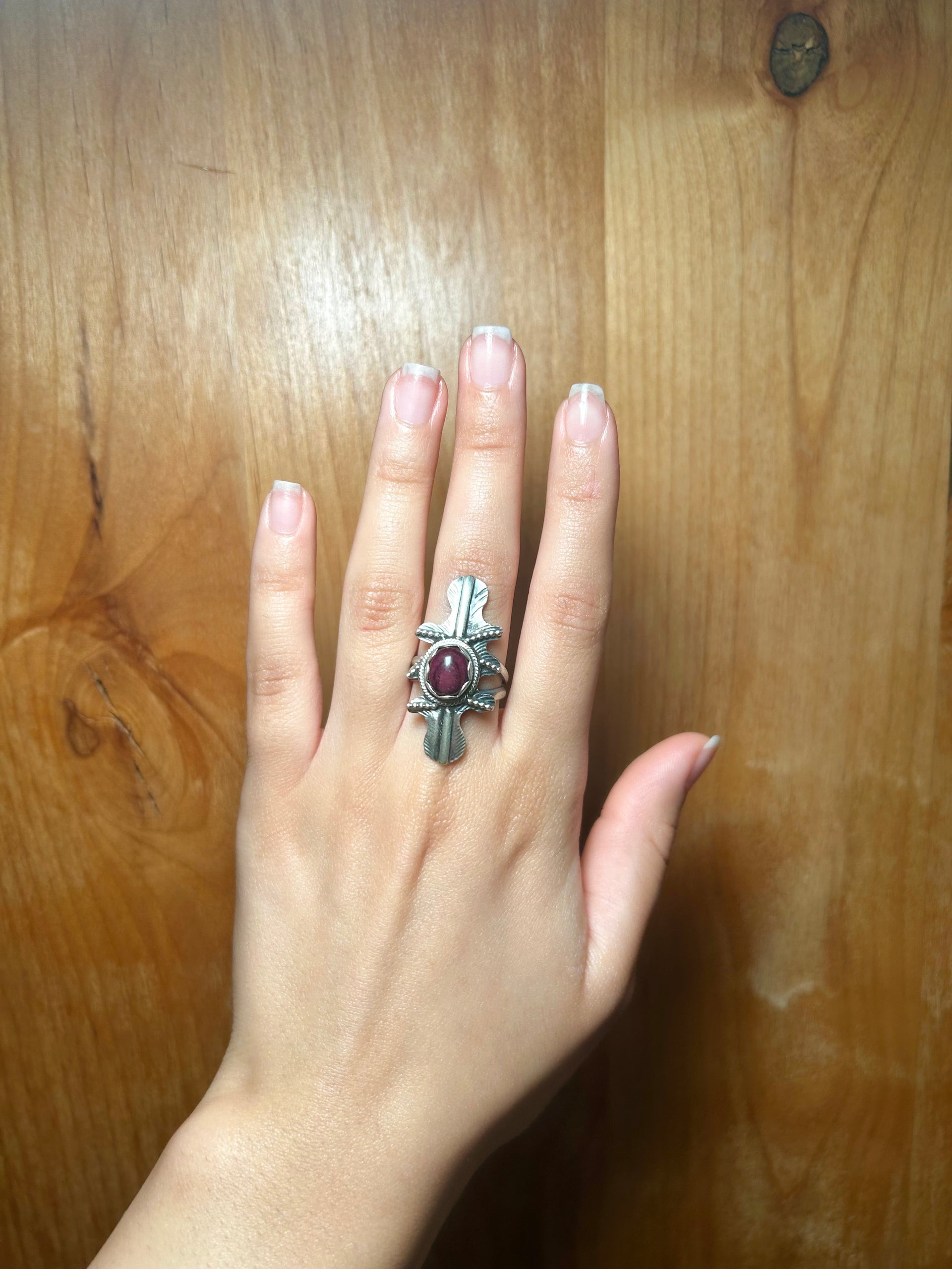 Kobe Martinez Purple Spiny Oyster & Sterling Silver AdjustableRing