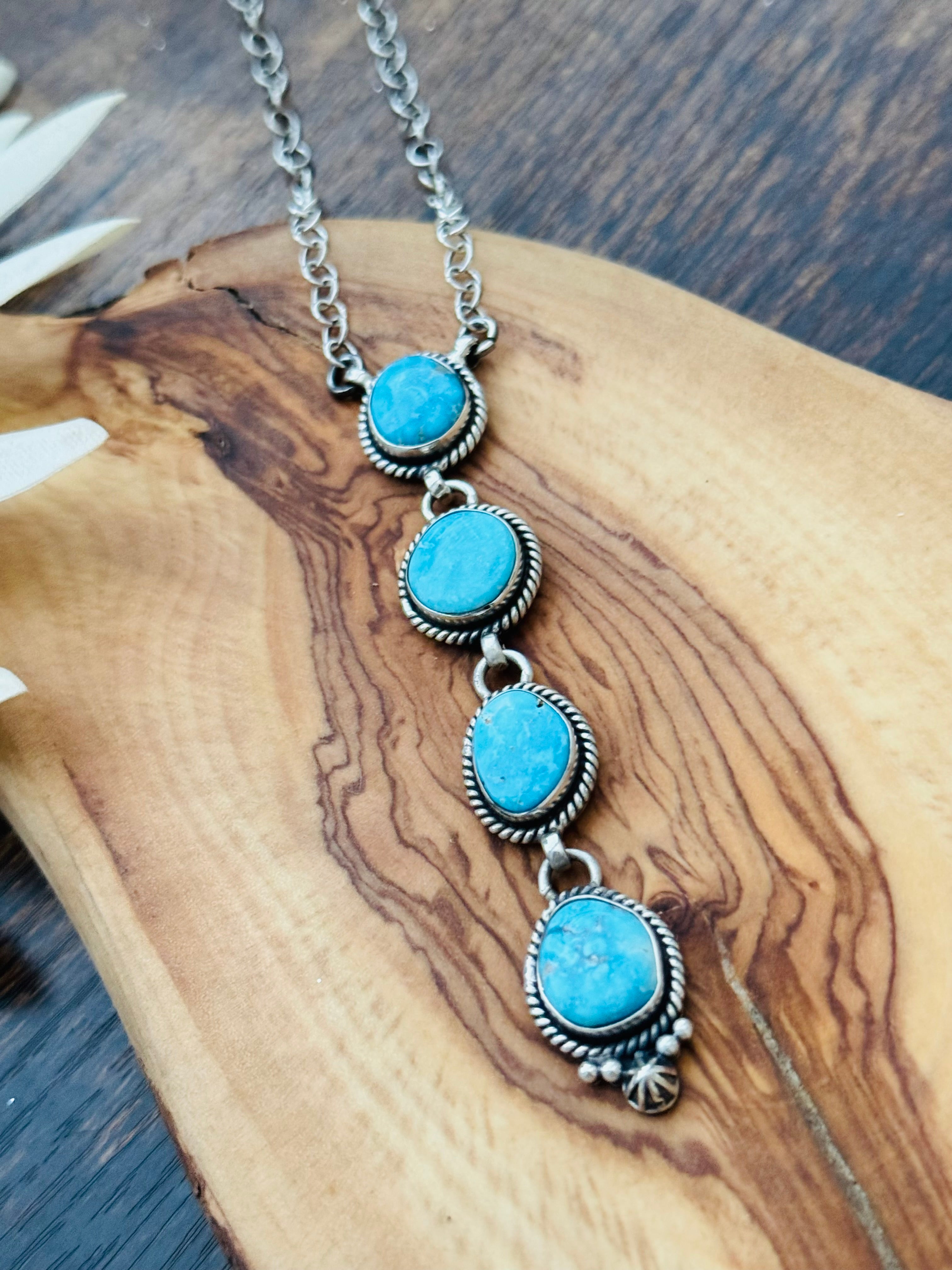 Southwest Handmade Valley Blue Turquoise & Sterling Silver Necklace