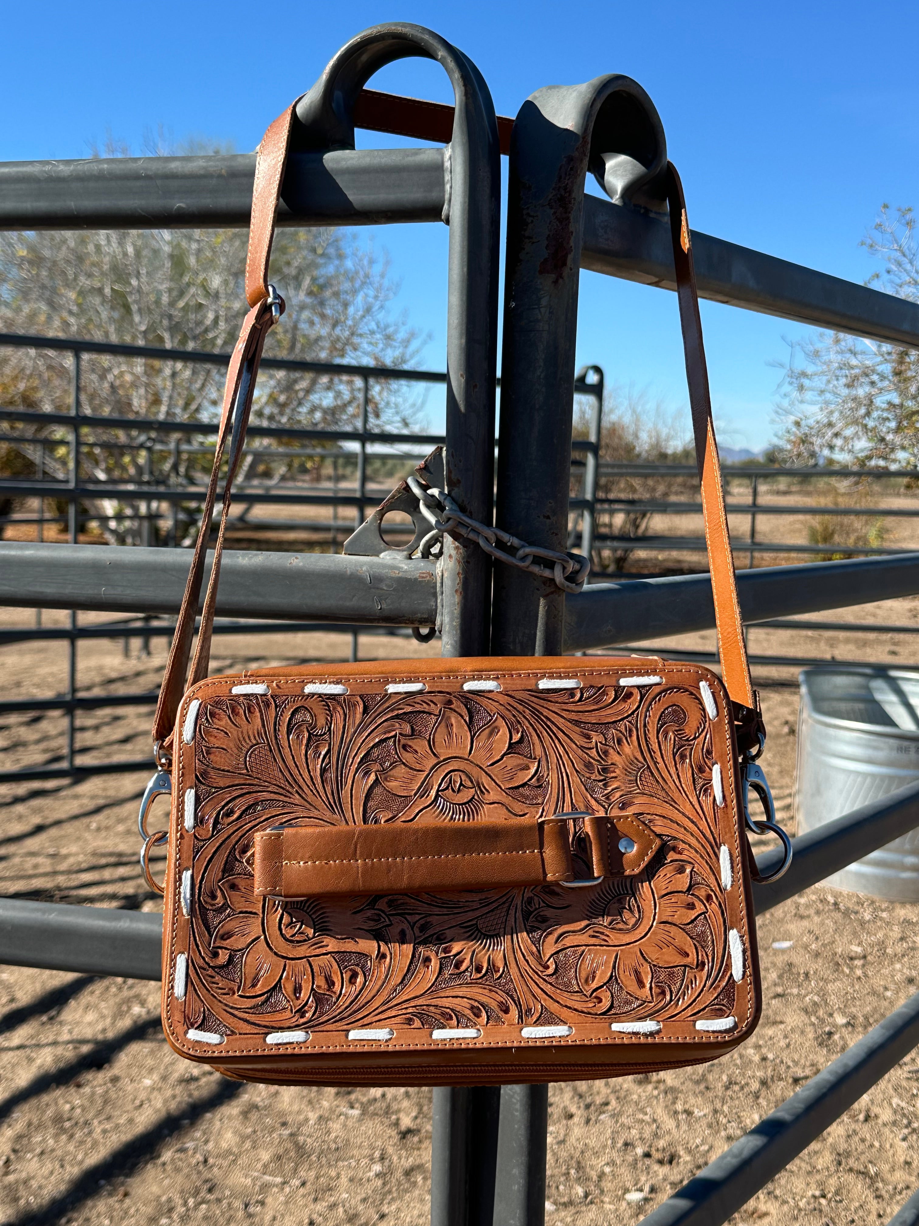 Double Layered Genuine Tooled Leather & Cowhide Jewelry Box