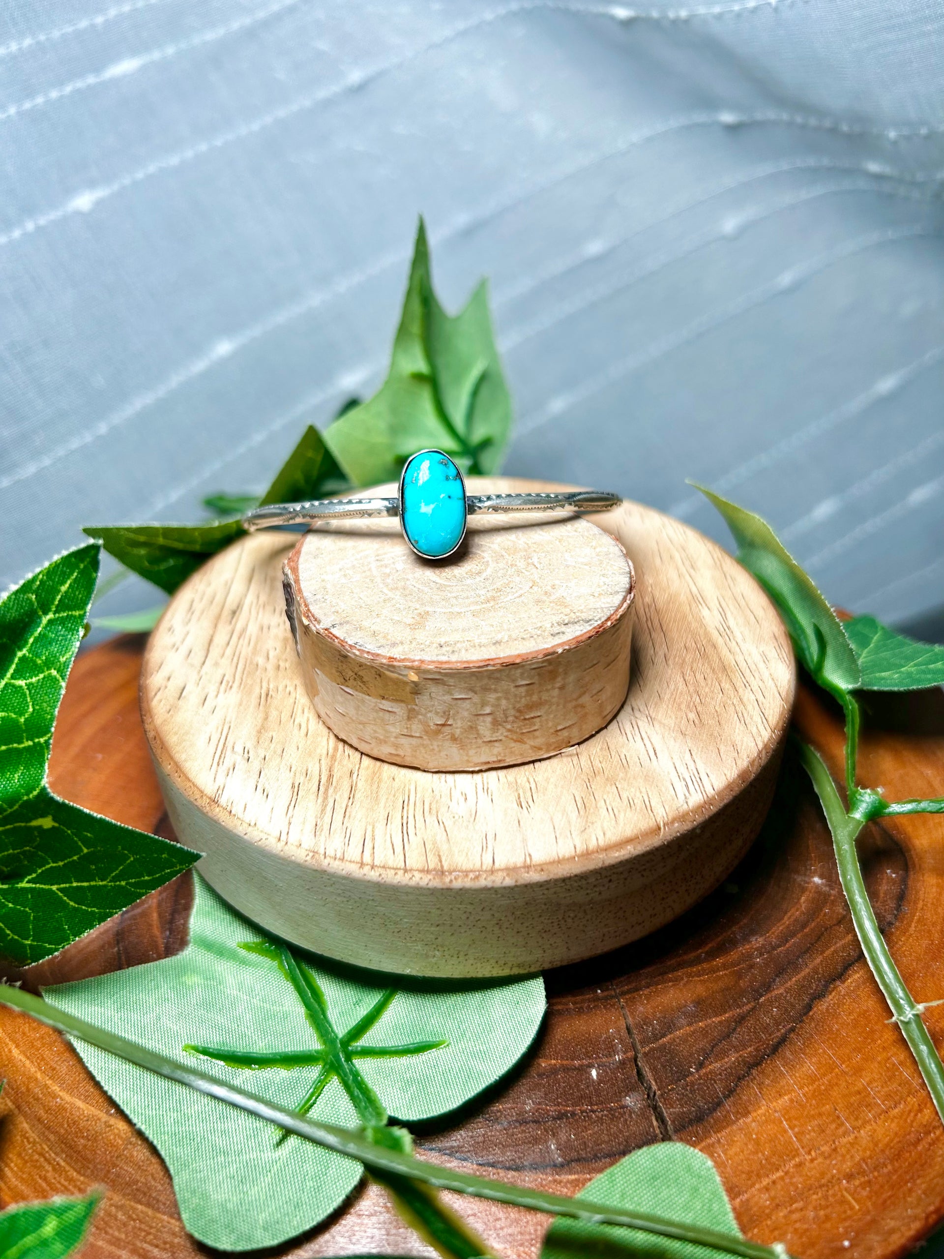 Navajo Made Kingman Turquoise & Sterling Silver Cuff Bracelet