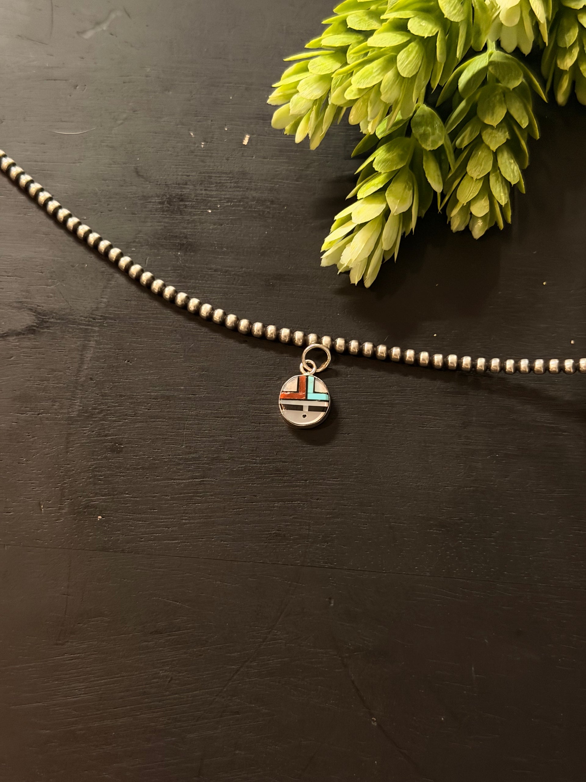 Zuni Made Multi Stone & Sterling Silver Sunface Pendant