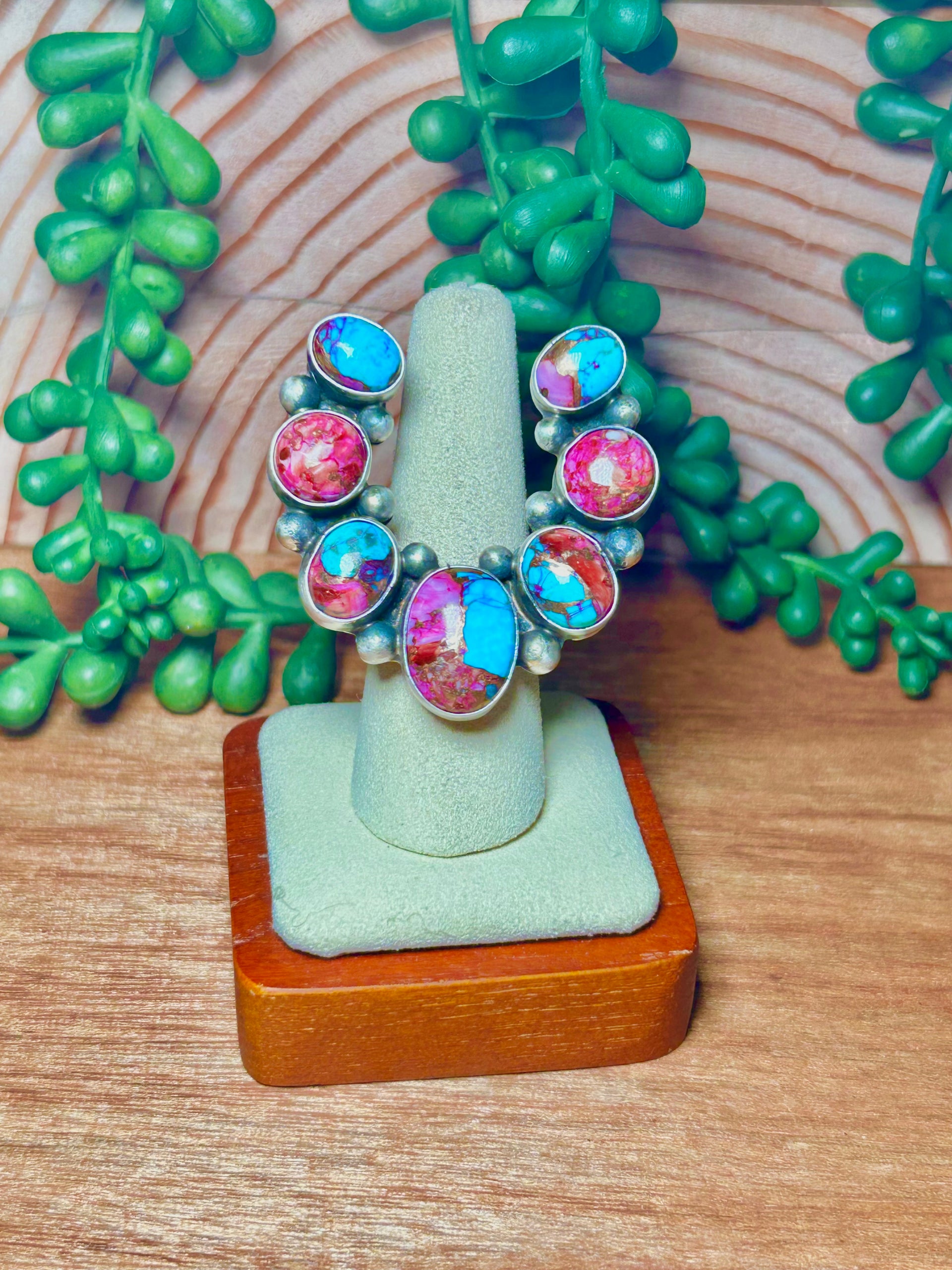 Augustine Largo Made Mohave Turquoise & Sterling Silver Adjustable Ring