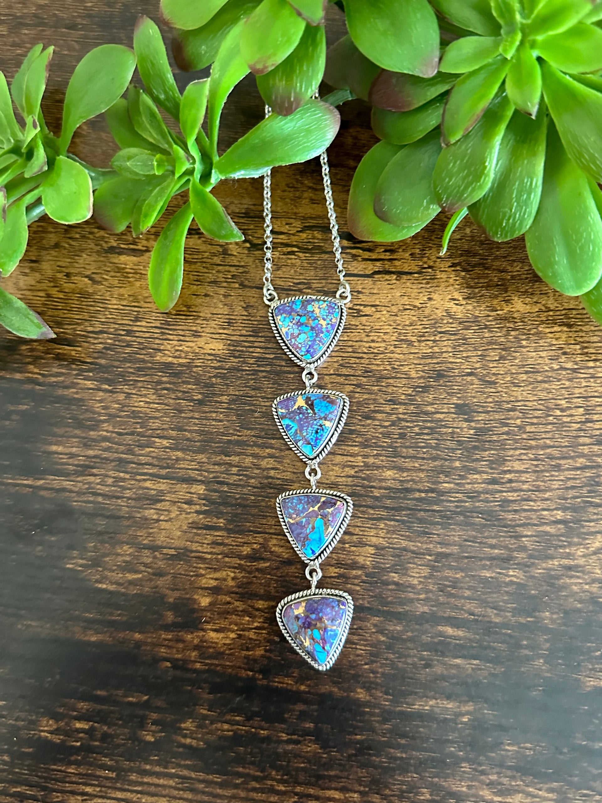 Southwest Made Mohave Turquoise & Sterling Silver Necklace