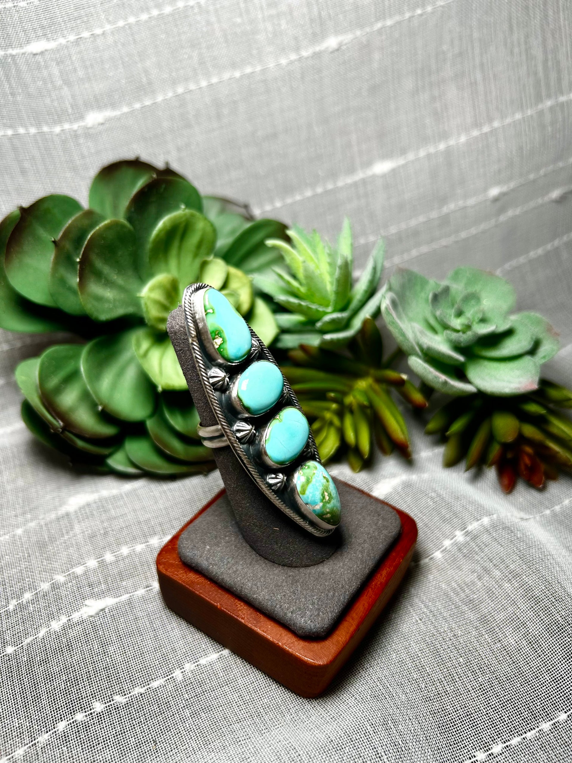 Carlos Francisco Sonoran Mountain Turquoise & Sterling Silver Adjustable Ring
