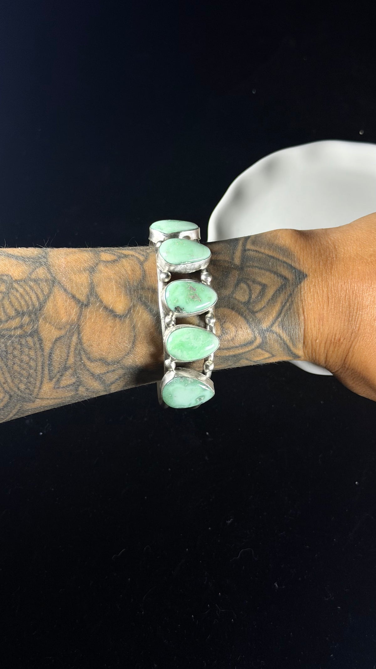 Cordell Platero Paloma Variscite & Sterling Silver Cuff Bracelet
